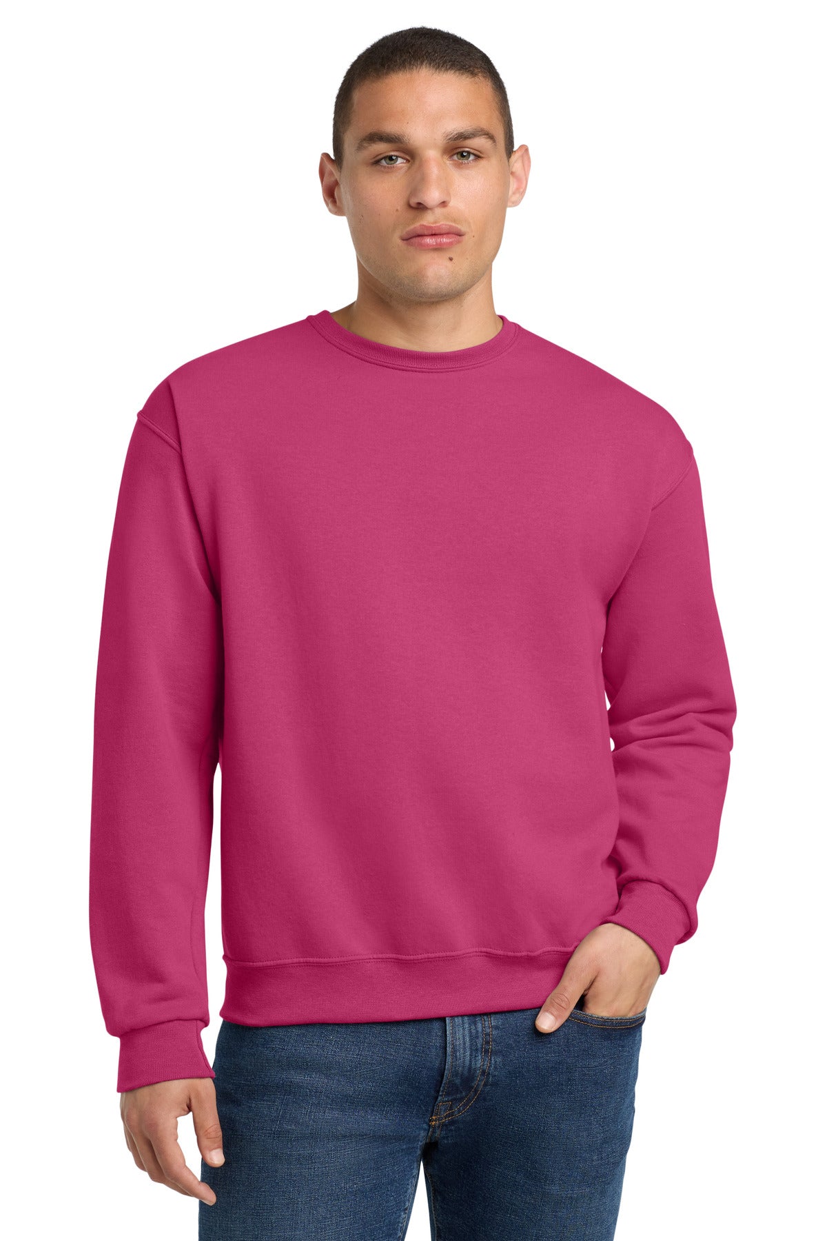 Jerzees - NuBlend Crewneck Sweatshirt.  562M - Cyber Pink