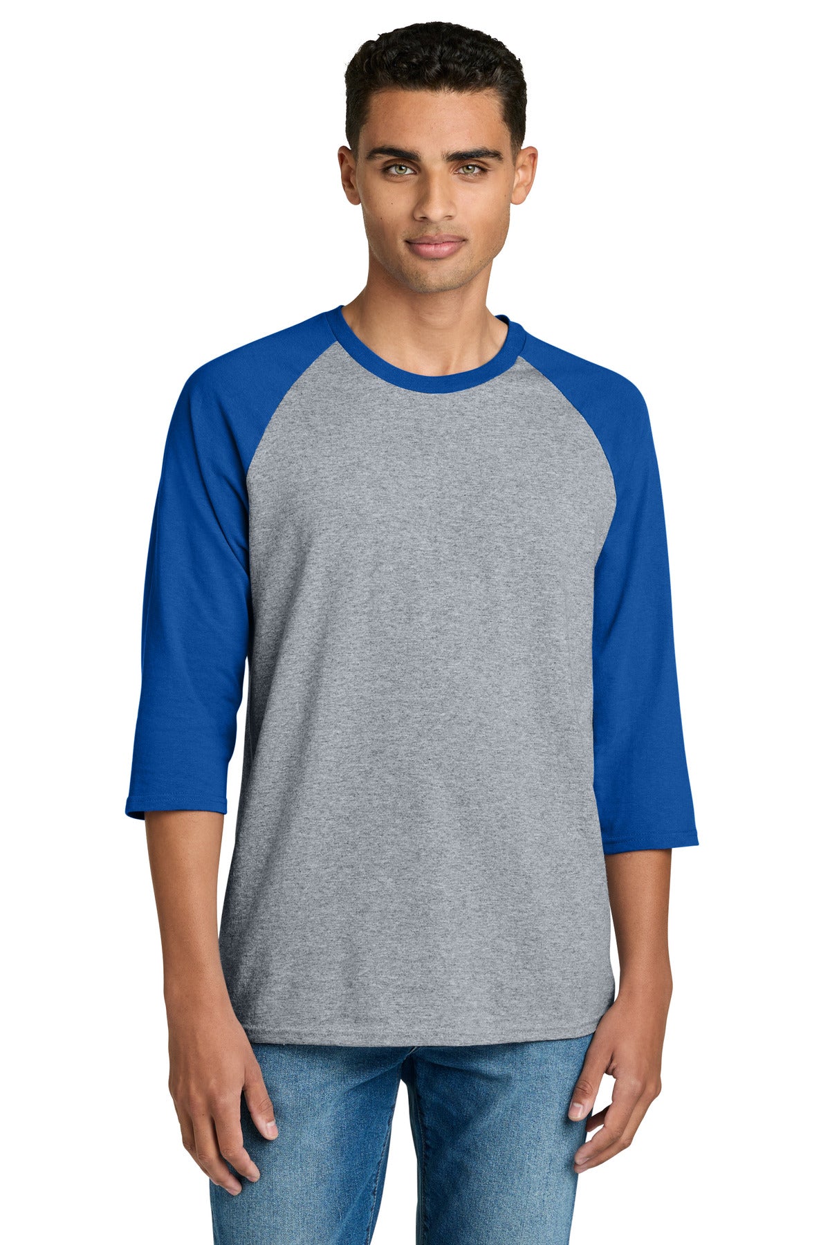 Gildan Heavy Cotton 3/4-Sleeve Raglan T-Shirt. 5700 - Sport Grey Trim Royal
