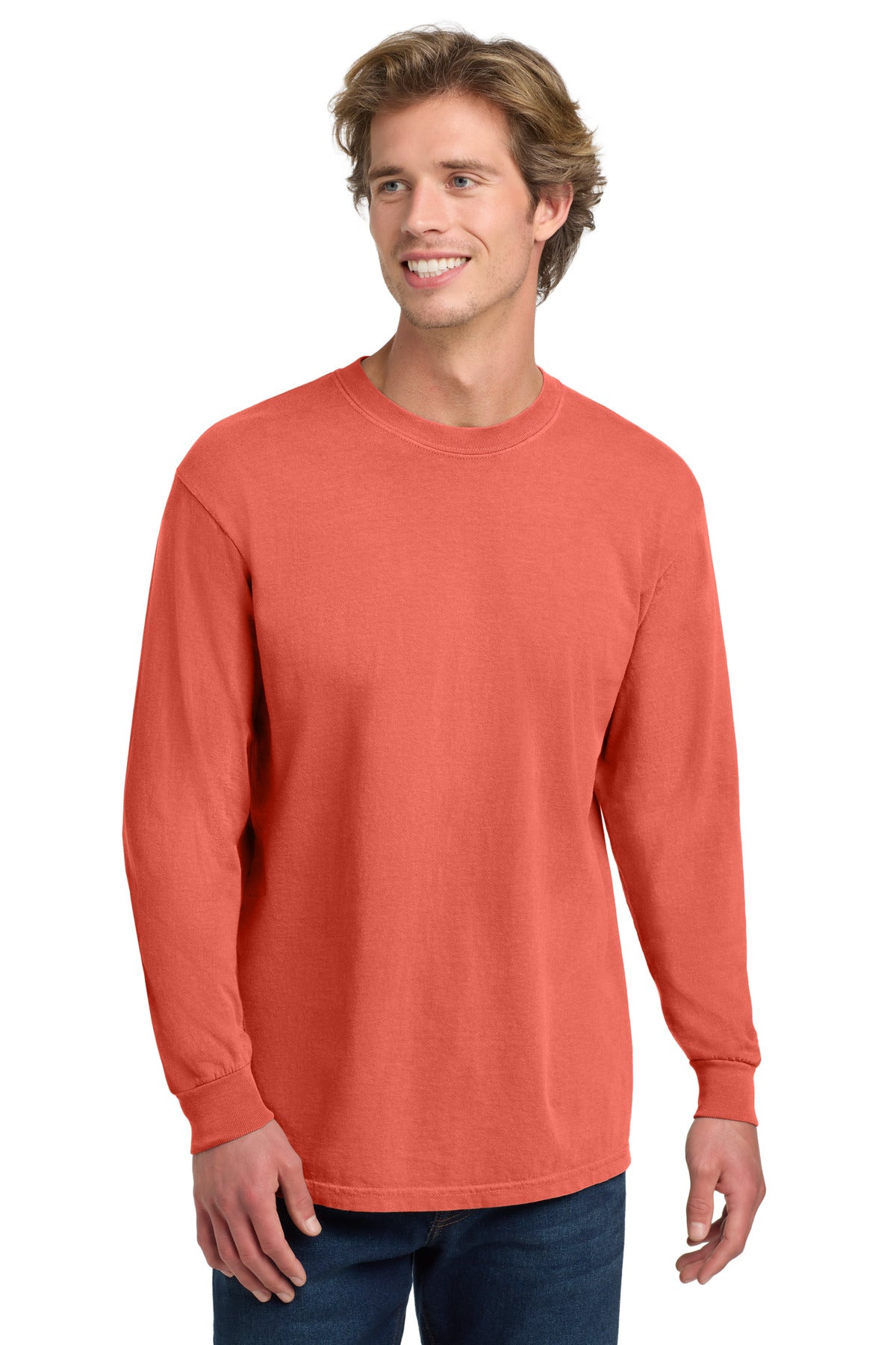 COMFORT COLORS  Heavyweight Ring Spun Long Sleeve Tee. 6014 - Bright Salmon