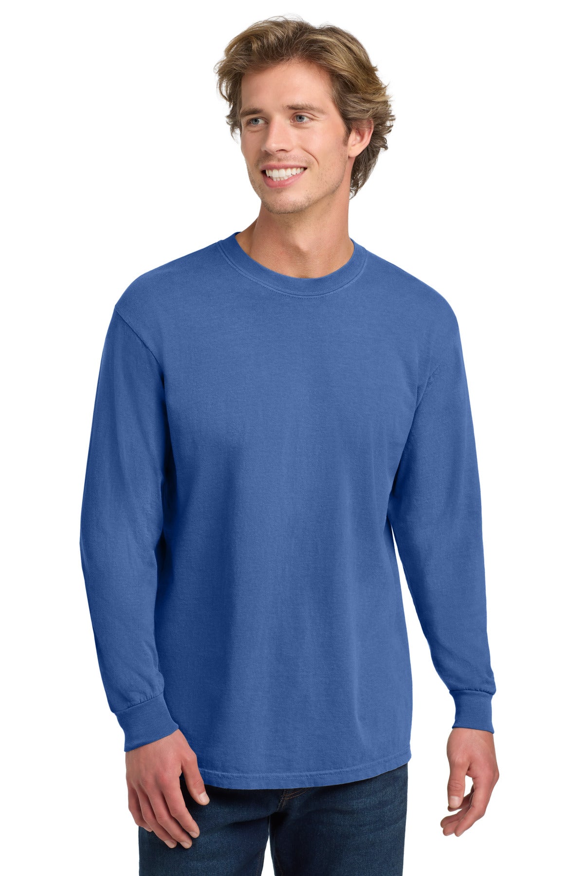 COMFORT COLORS  Heavyweight Ring Spun Long Sleeve Tee. 6014 - Flo Blue