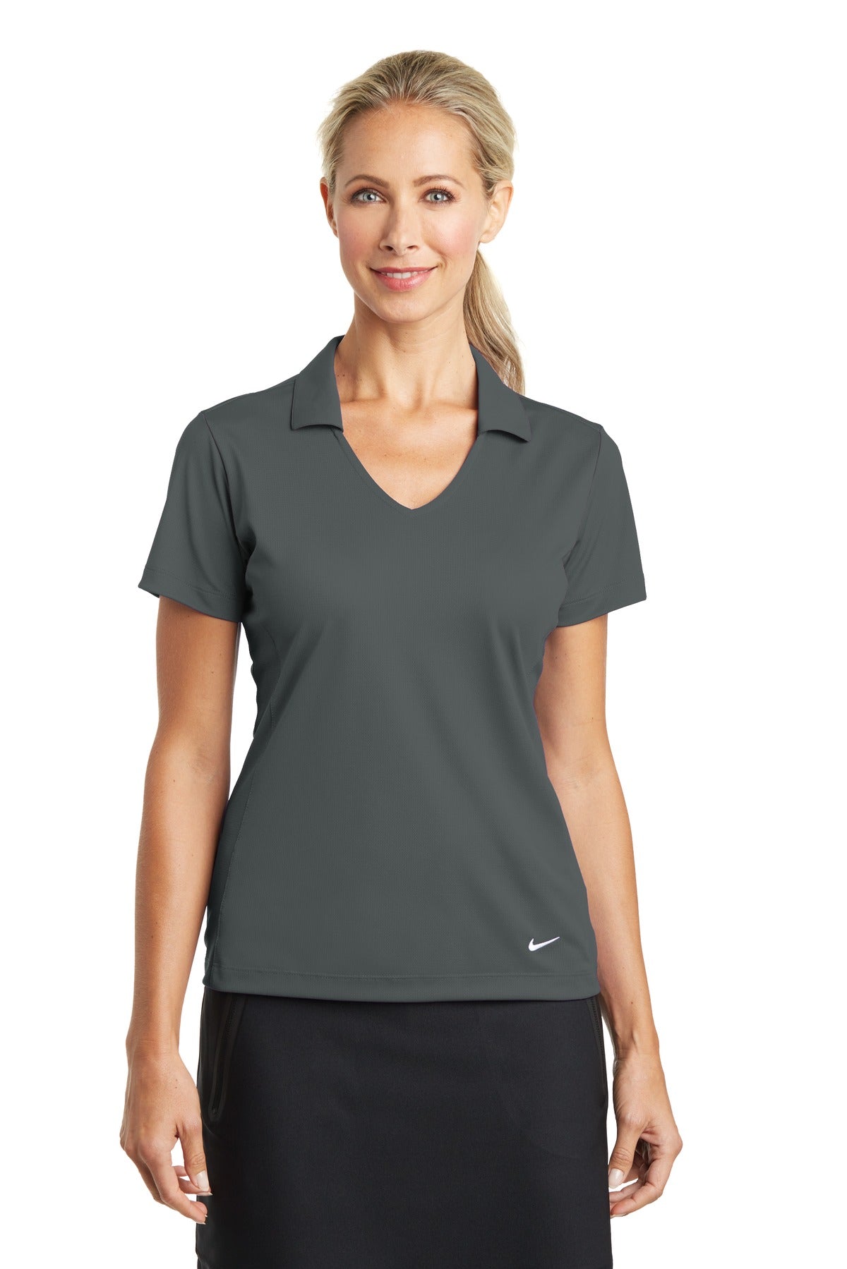 Nike Women's Dri-FIT Vertical Mesh Polo. 637165 - Anthracite