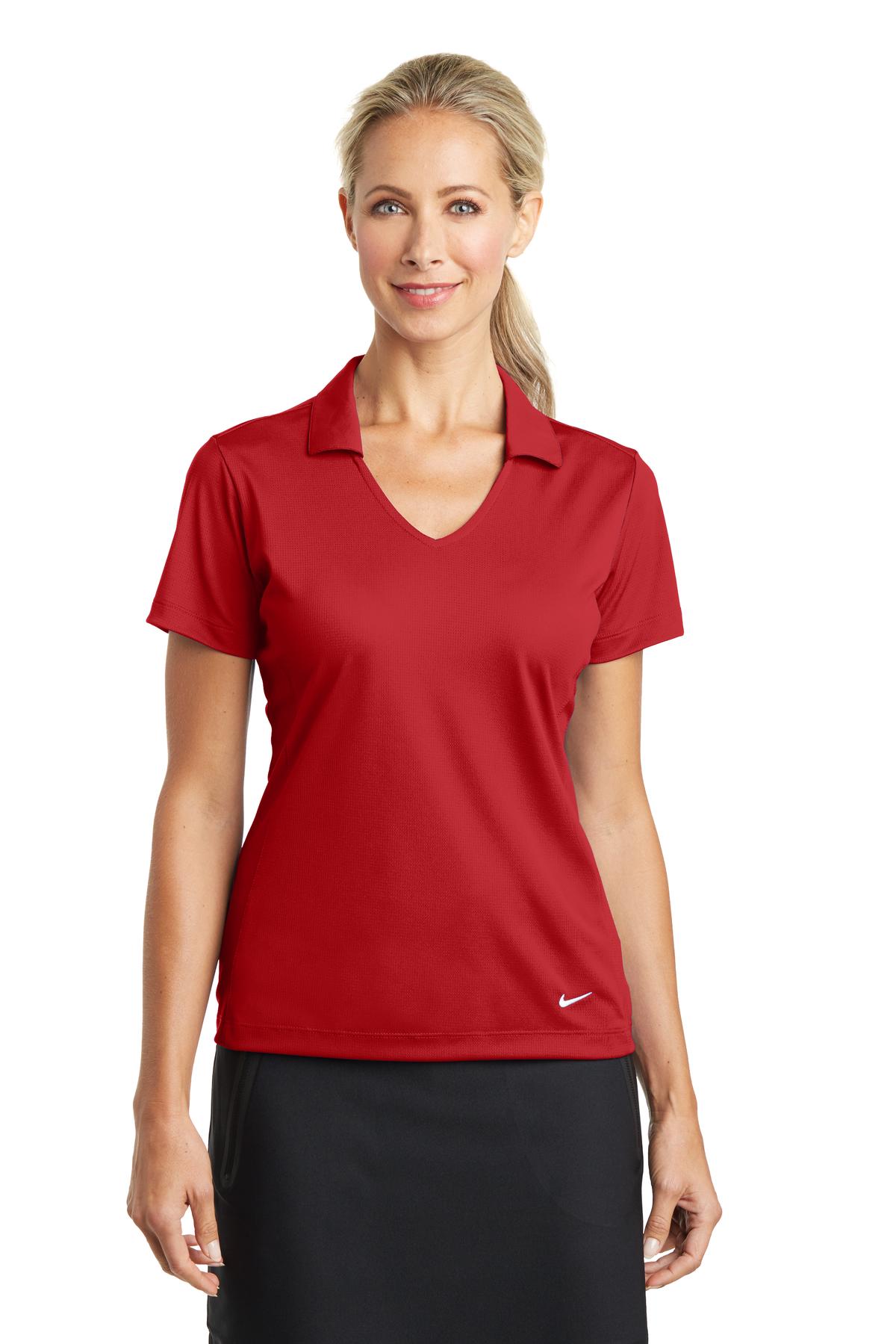 Nike Women's Dri-FIT Vertical Mesh Polo. 637165 - University Red
