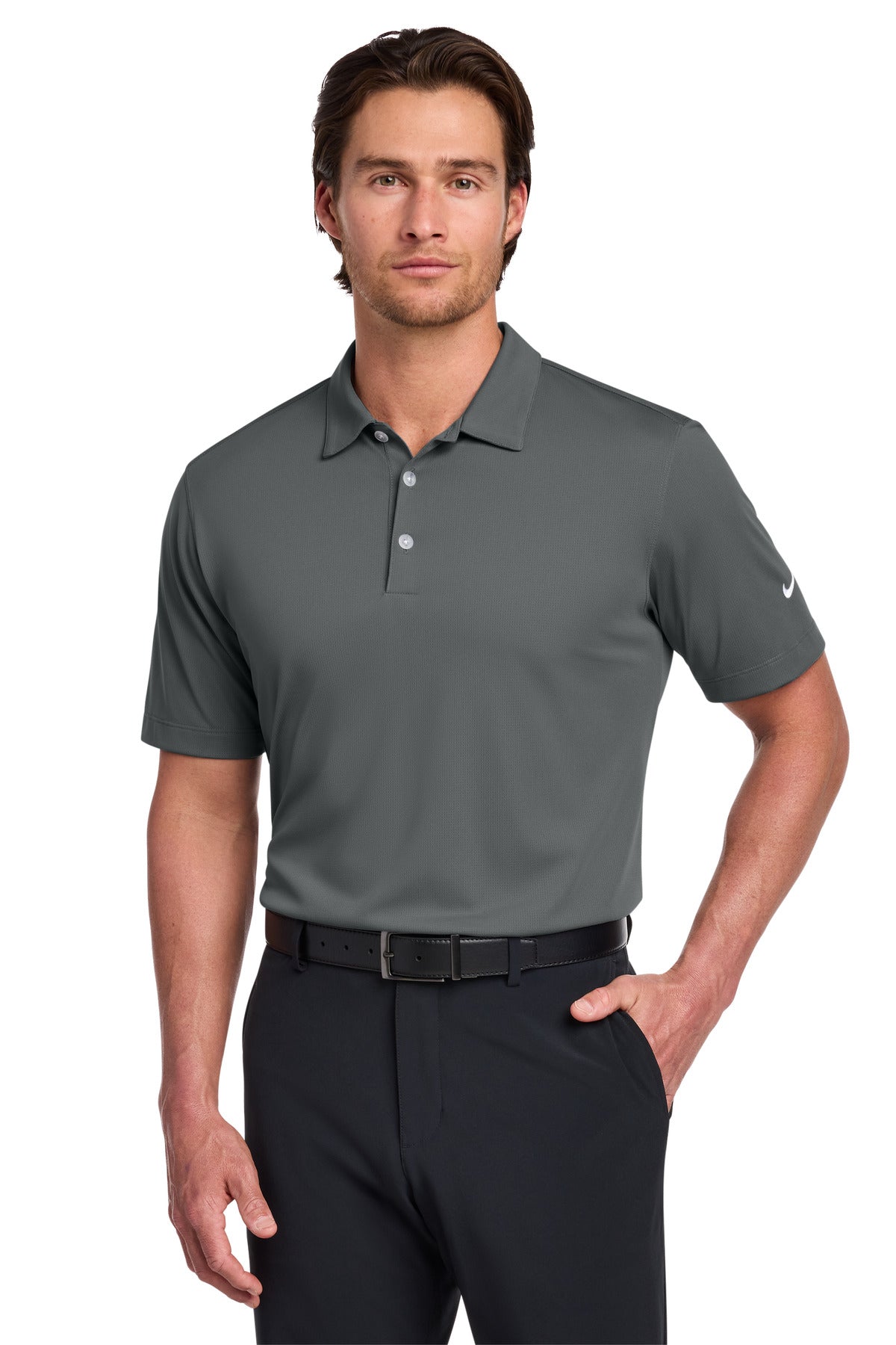 Nike Dri-FIT Vertical Mesh Polo. 637167 - Anthracite