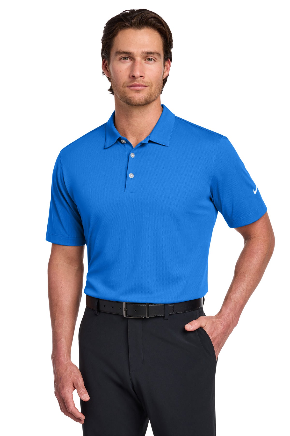 Nike Dri-FIT Vertical Mesh Polo. 637167 - Brisk Blue