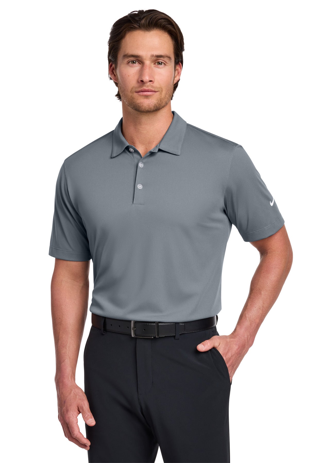 Nike Dri-FIT Vertical Mesh Polo. 637167 - Cool Grey