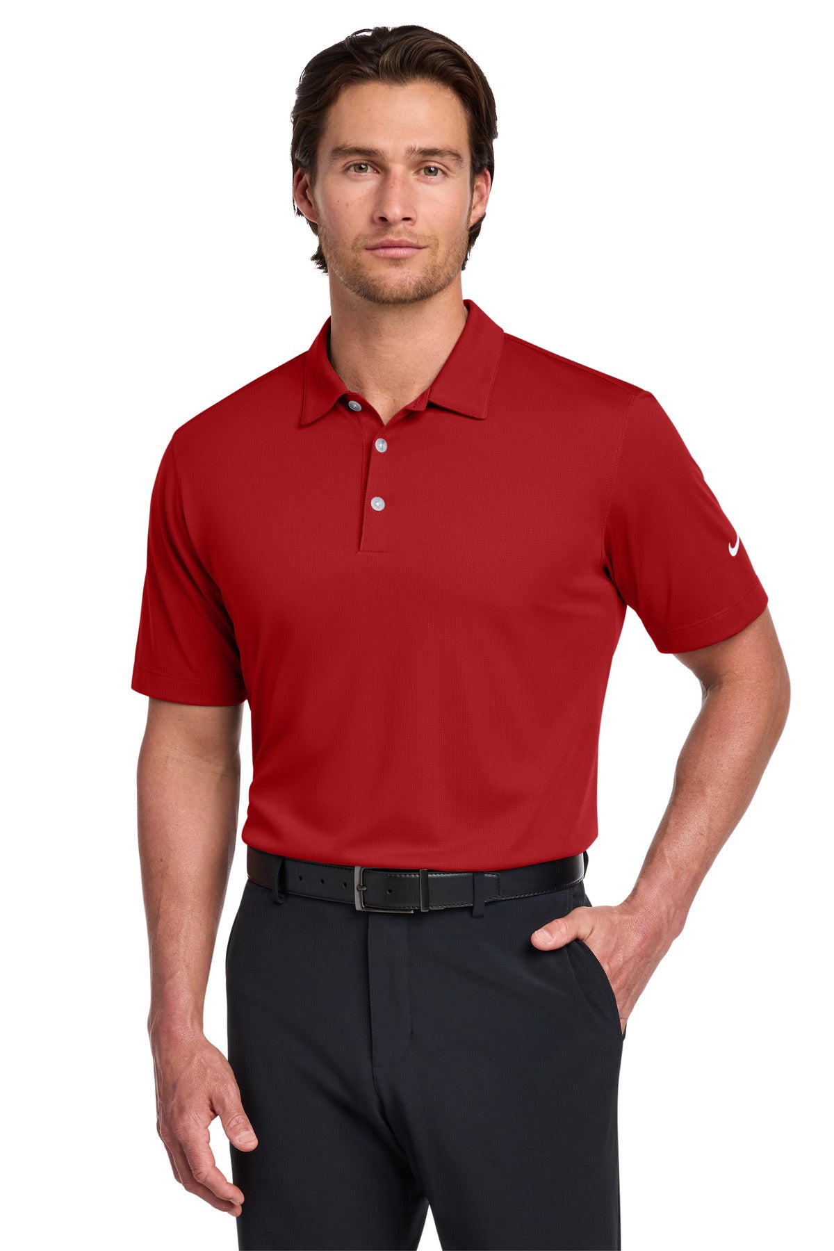 Nike Dri-FIT Vertical Mesh Polo. 637167 - University Red