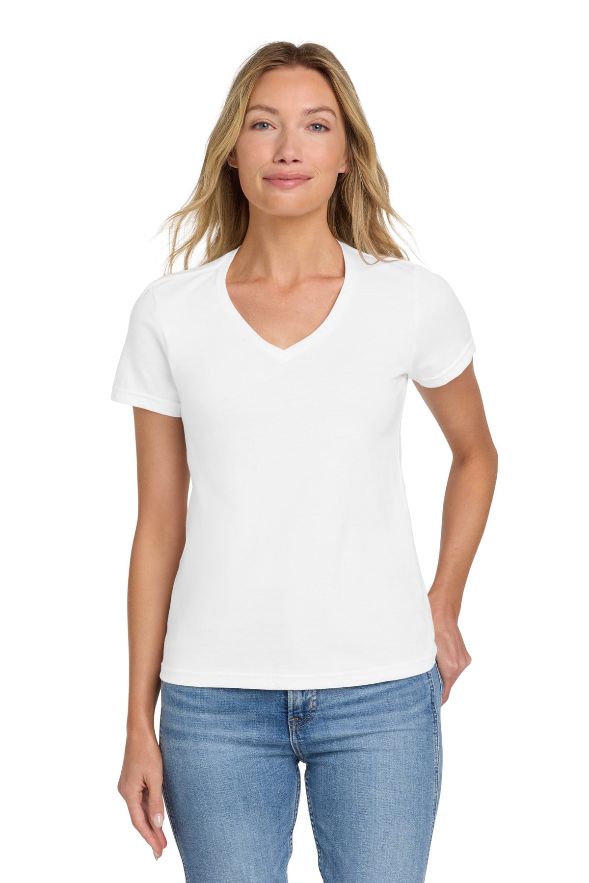 Gildan Softstyle Women's Fit V-Neck T-Shirt. 64V00L - White