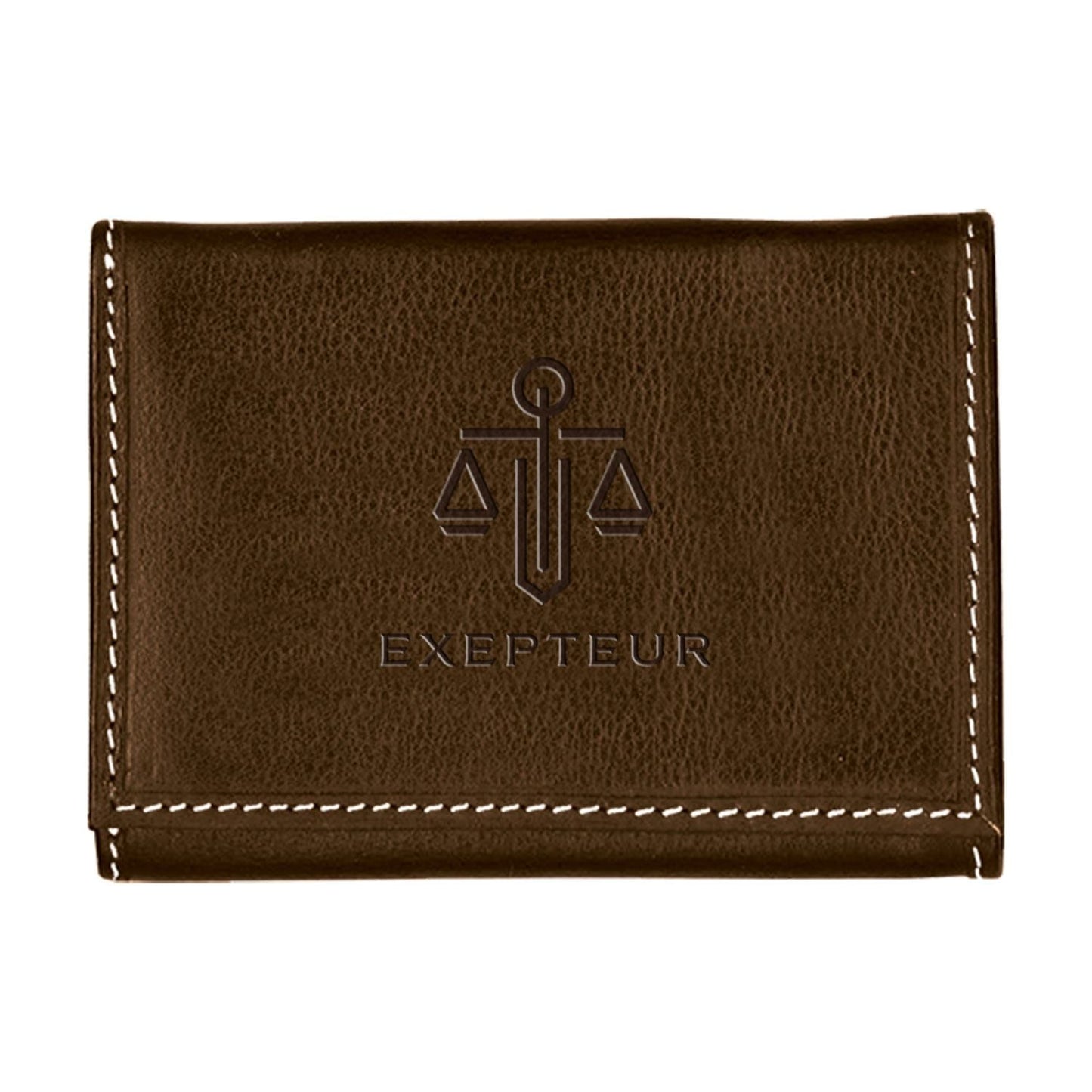 Contrast Stitch Tri-Fold Wallet