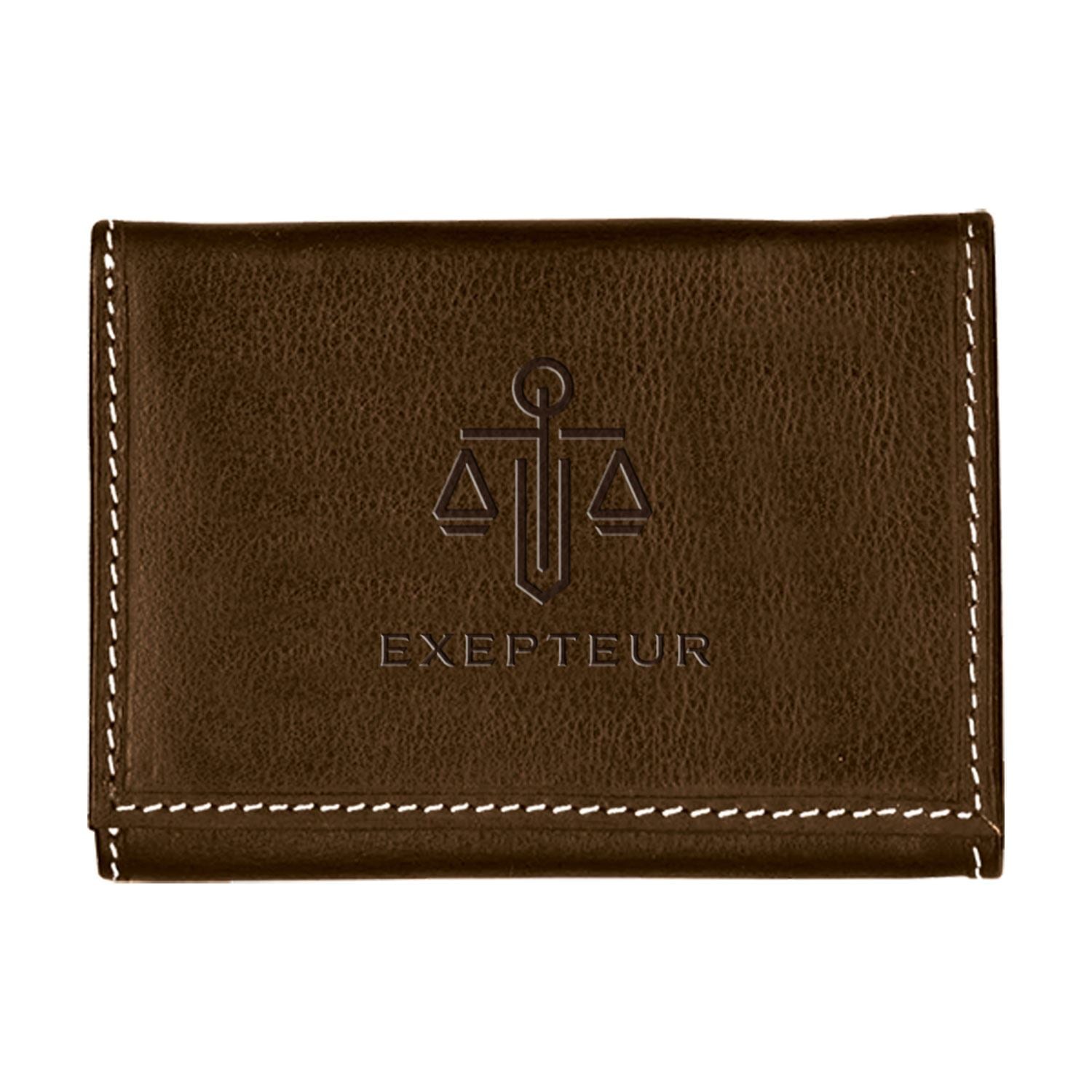 Contrast Stitch Tri-Fold Wallet