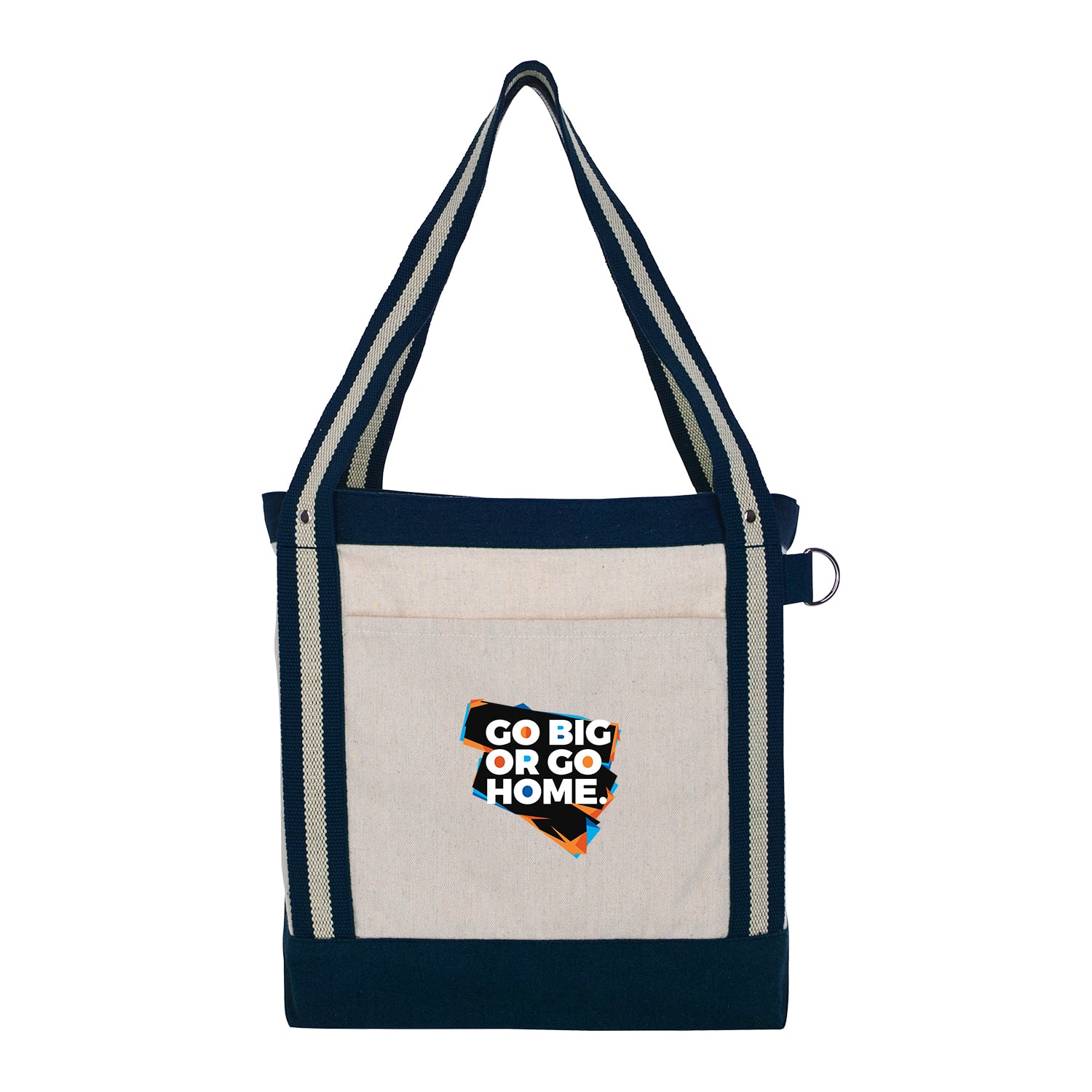 V Natural Striped Recycled Cotton Boat Bag