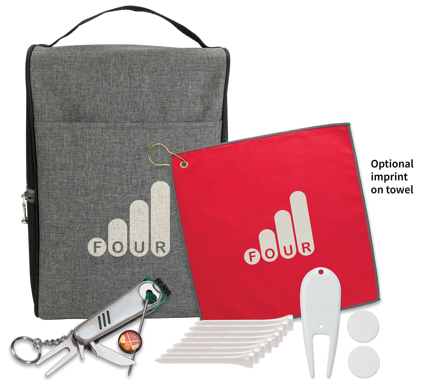 Heathered Shoe Bag Golf Kit			
