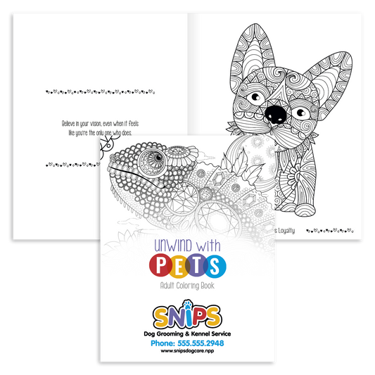 Unwind with Pets Adult Coloring Book