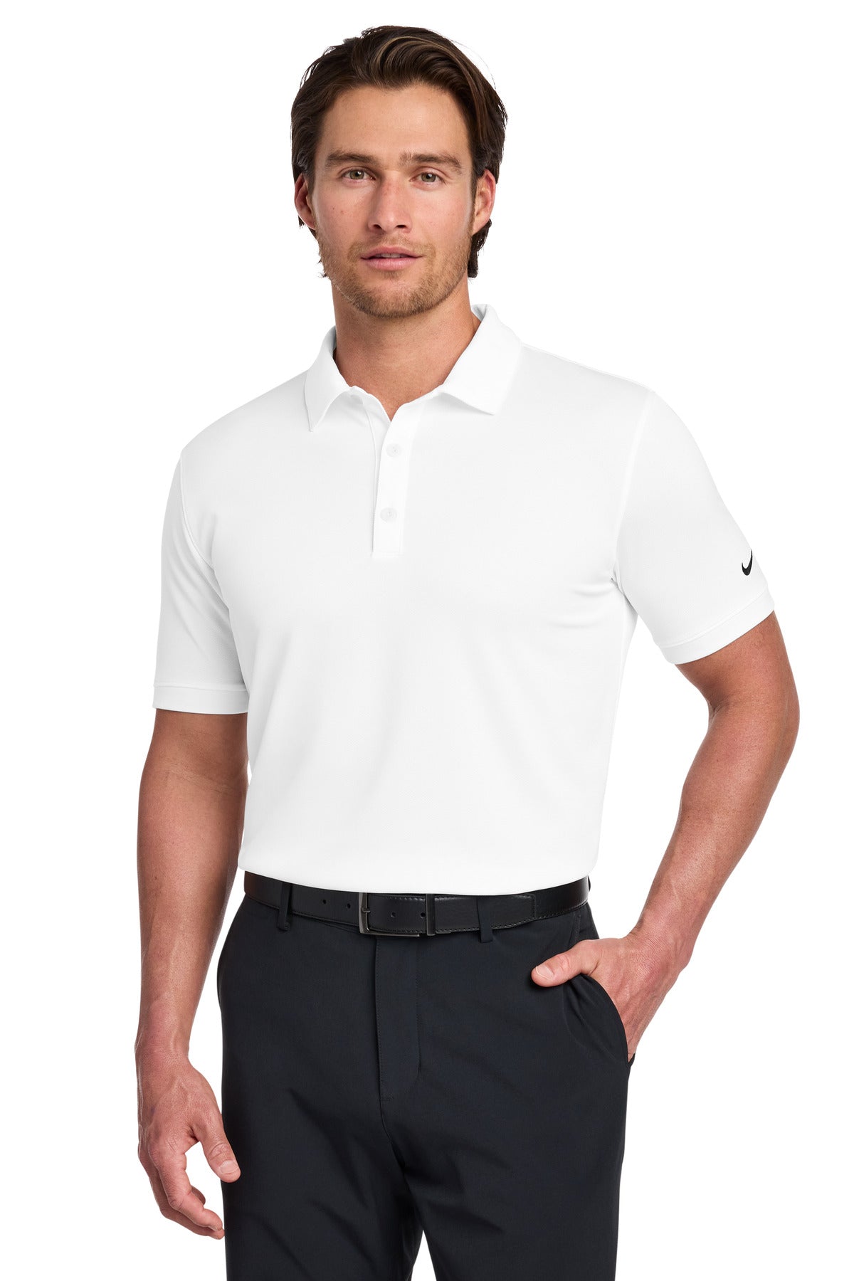 Nike Dri-FIT Solid Icon Pique Modern Fit Polo.  746099 - White