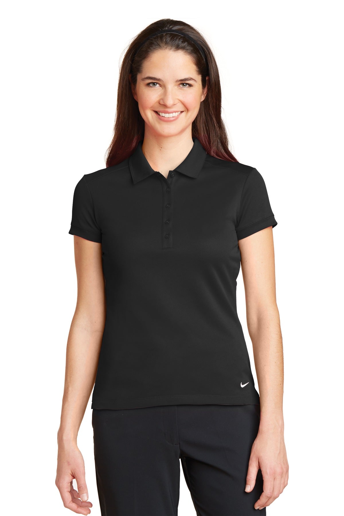 Nike Women's Dri-FIT Solid Icon Pique Modern Fit Polo.  746100 - Black