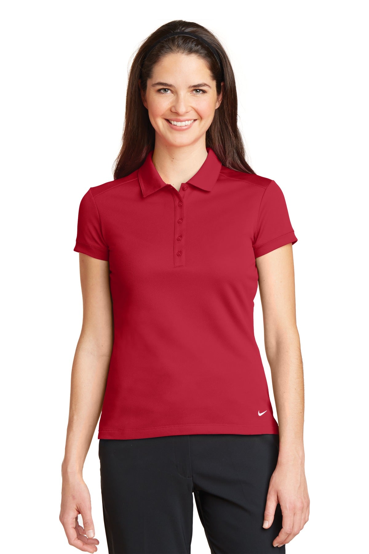 Nike Women's Dri-FIT Solid Icon Pique Modern Fit Polo.  746100 - Gym Red