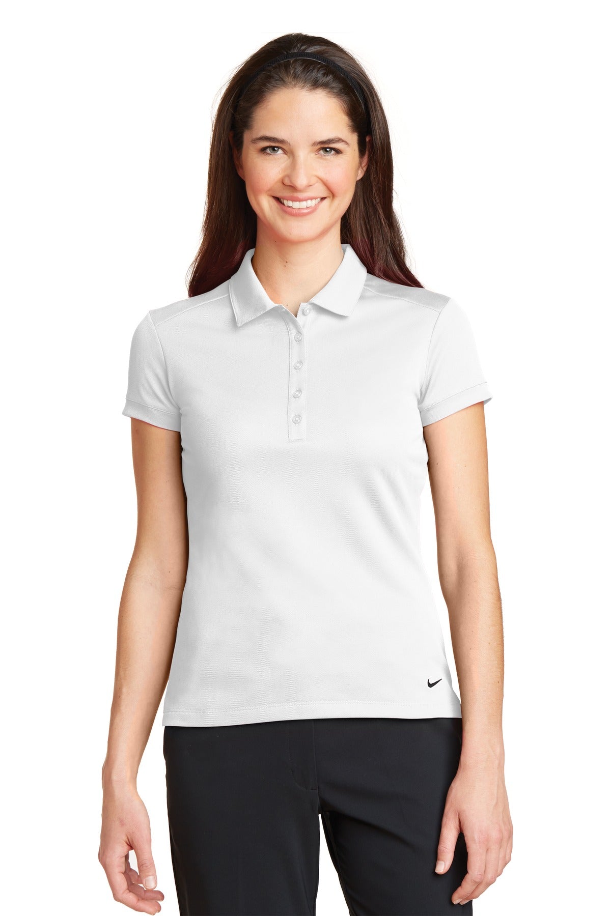 Nike Women's Dri-FIT Solid Icon Pique Modern Fit Polo.  746100 - White