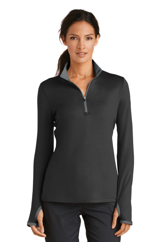 Nike Women's Dri-FIT Stretch 1/2-Zip Cover-Up. 779796 - Black/ Dark Grey