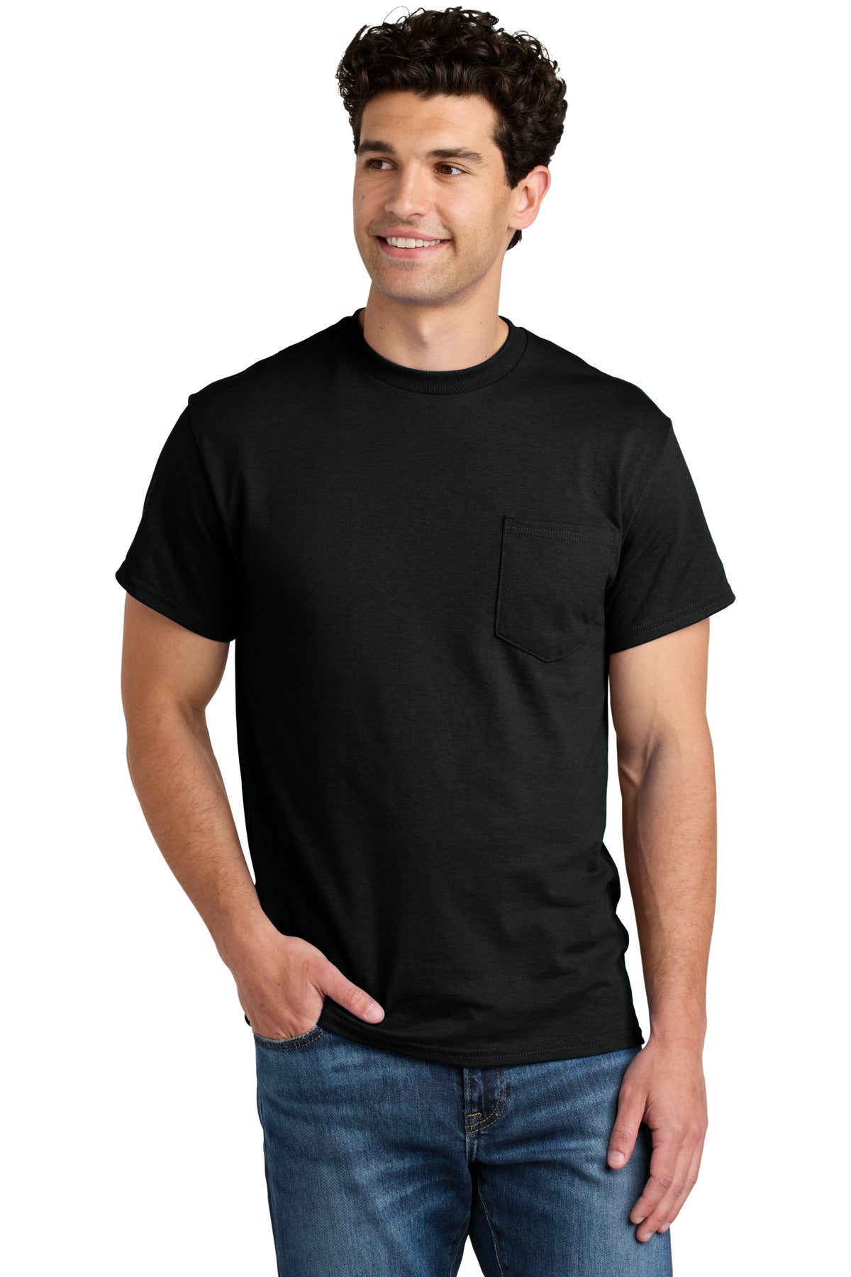 Gildan - DryBlend 50 Cotton/50 Poly Pocket T-Shirt. 8300 - Black