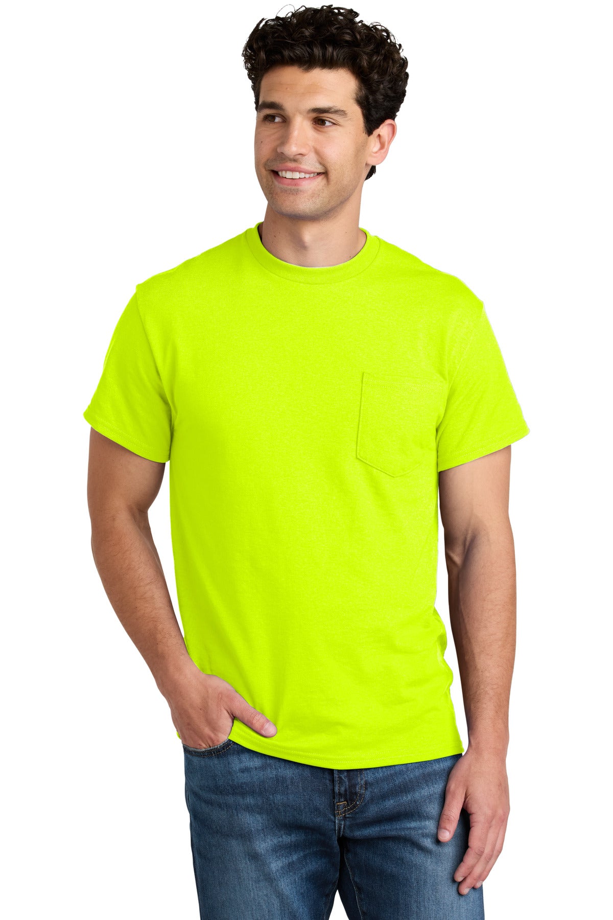 Gildan - DryBlend 50 Cotton/50 Poly Pocket T-Shirt. 8300 - Safety Green