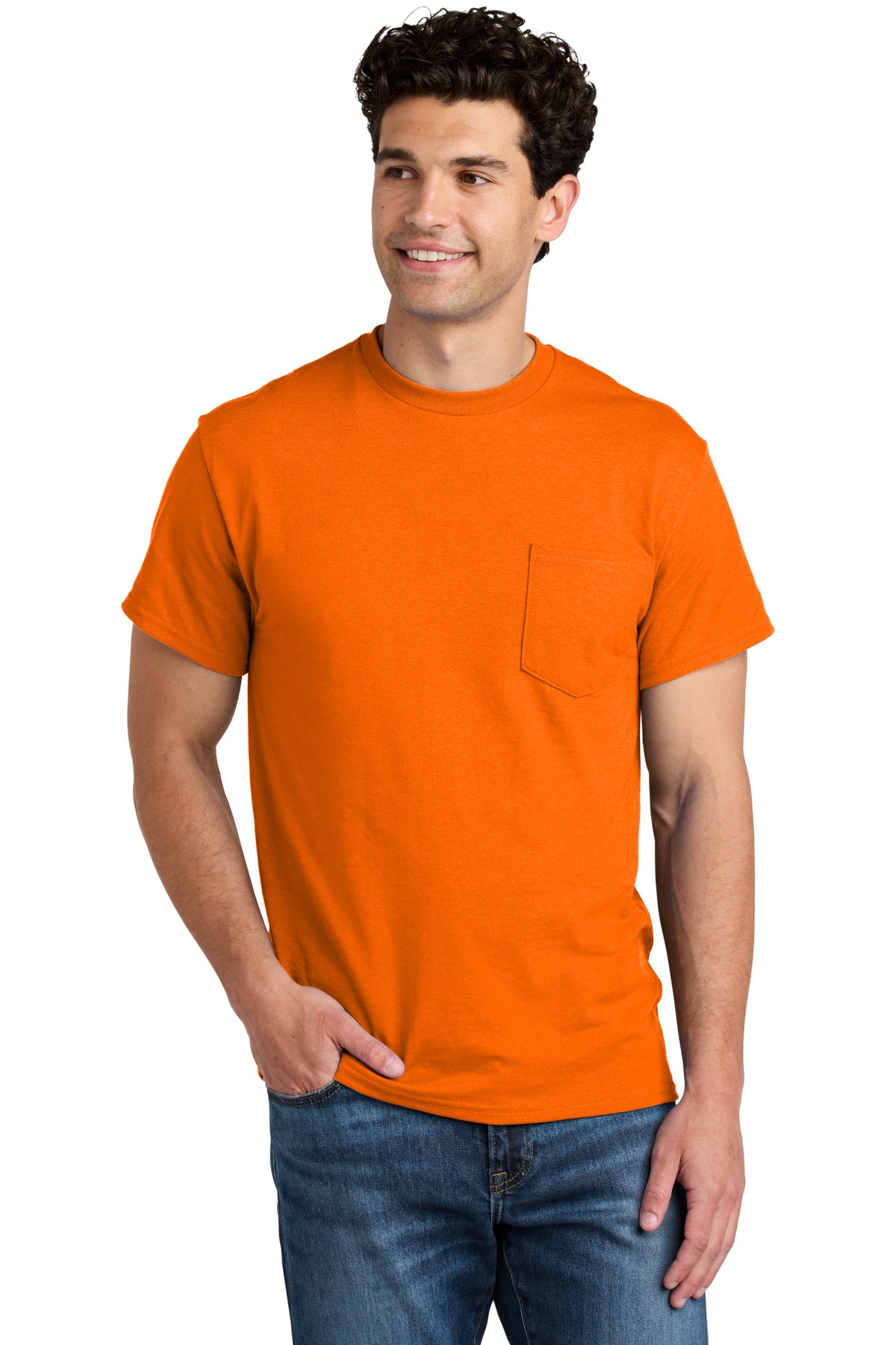 Gildan - DryBlend 50 Cotton/50 Poly Pocket T-Shirt. 8300 - S. Orange