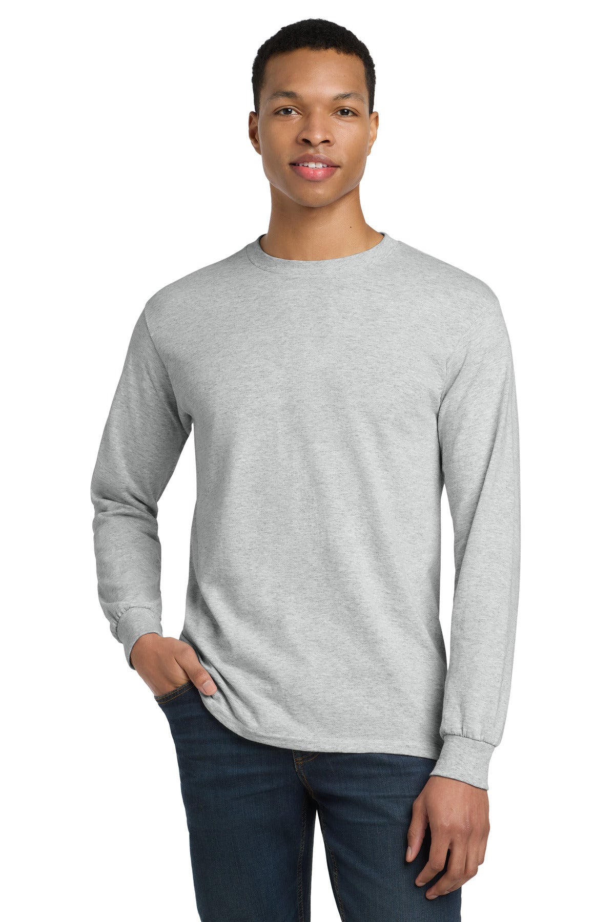 Gildan - DryBlend 50 Cotton/50 Poly Long Sleeve T-Shirt. 8400 - Ash Grey