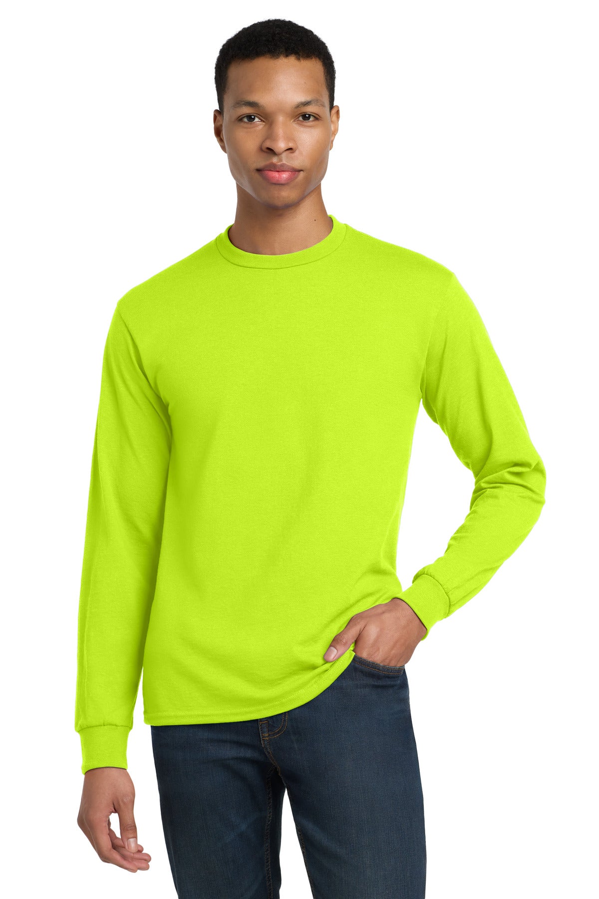 Gildan - DryBlend 50 Cotton/50 Poly Long Sleeve T-Shirt. 8400 - Safety Green