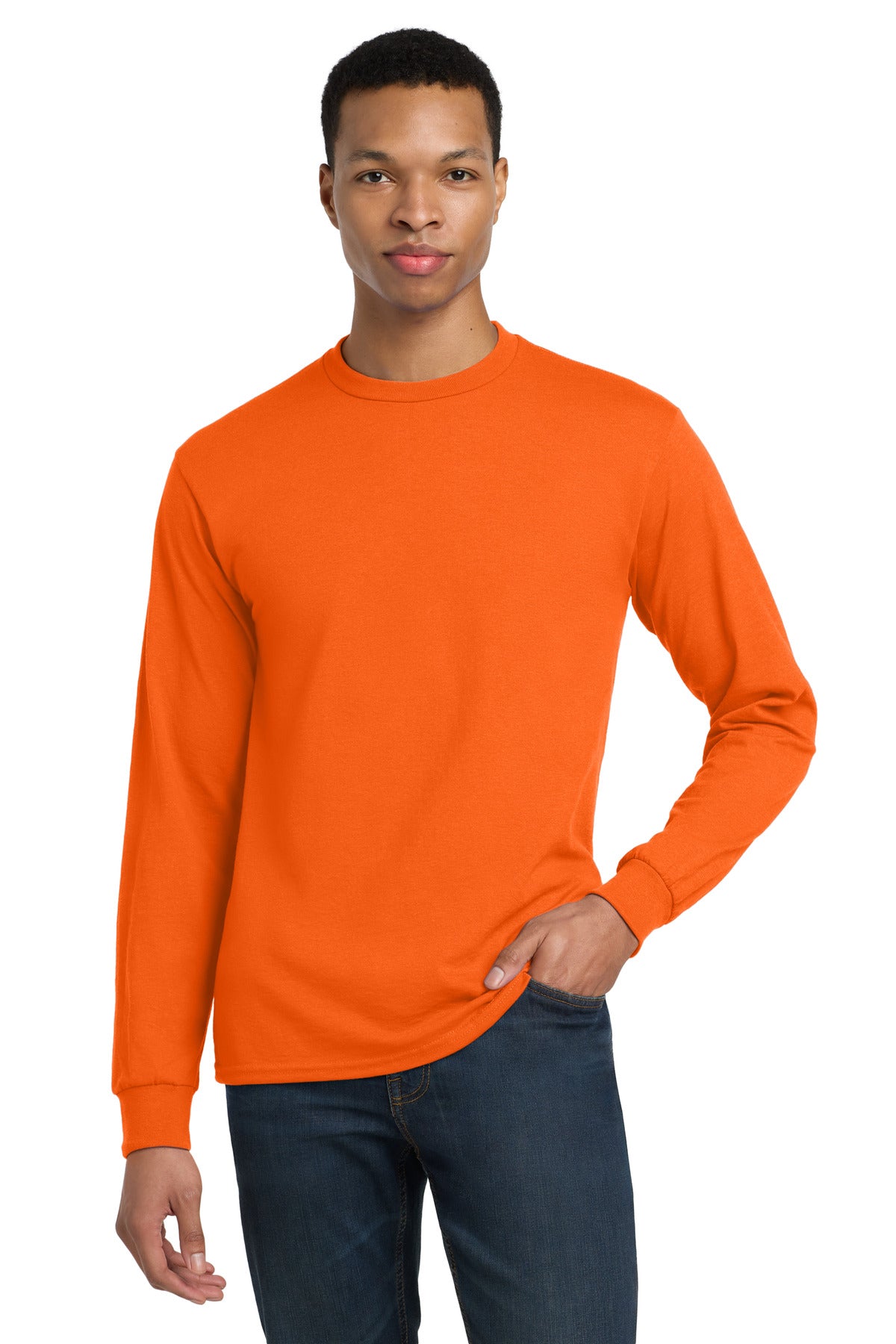 Gildan - DryBlend 50 Cotton/50 Poly Long Sleeve T-Shirt. 8400 - S. Orange