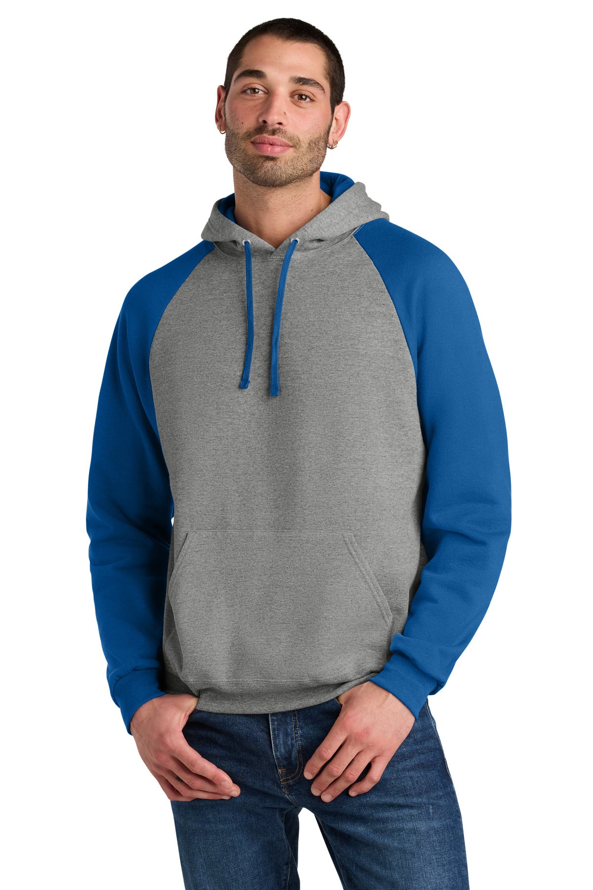 Jerzees Unisex NuBlend Colorblock Raglan Hoodie Sweatshirt 96C - Oxford/ Royal