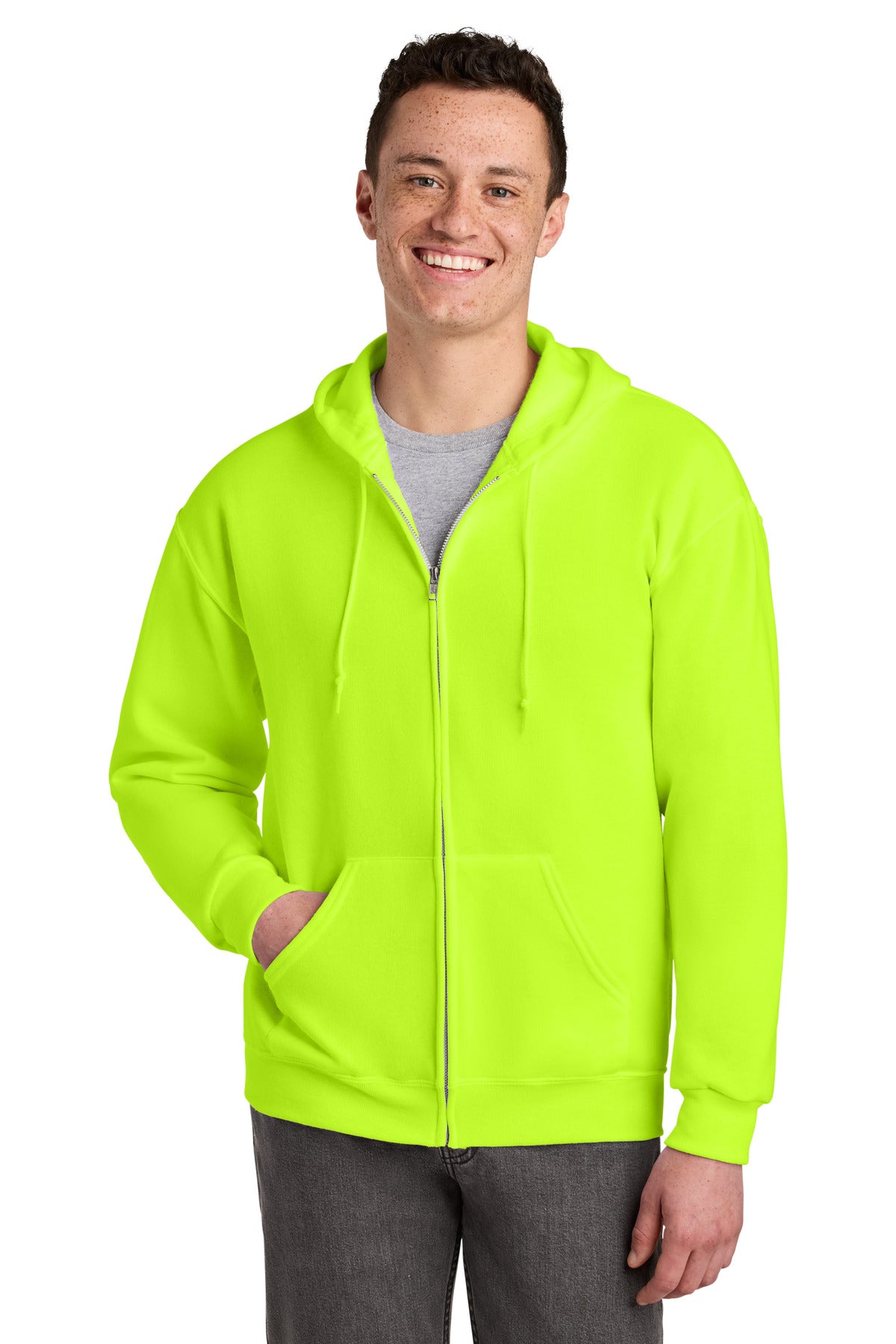 Jerzees - NuBlend Full-Zip Hooded Sweatshirt.  993M - Safety Green
