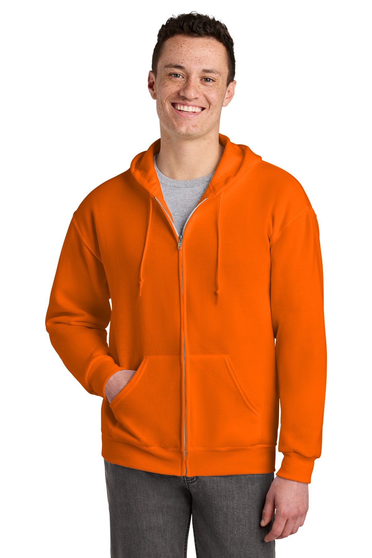 Jerzees - NuBlend Full-Zip Hooded Sweatshirt.  993M - Safety Orange