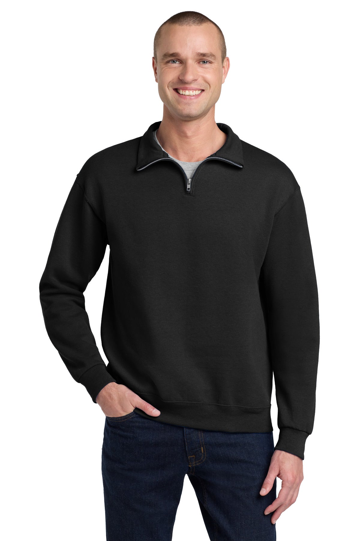 Jerzees - NuBlend 1/4-Zip Cadet Collar Sweatshirt. 995M - Black