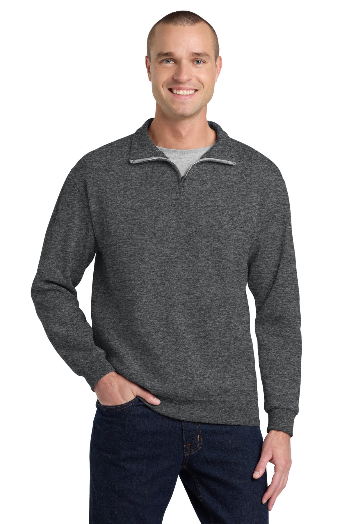 Jerzees - NuBlend 1/4-Zip Cadet Collar Sweatshirt. 995M - Black Heather