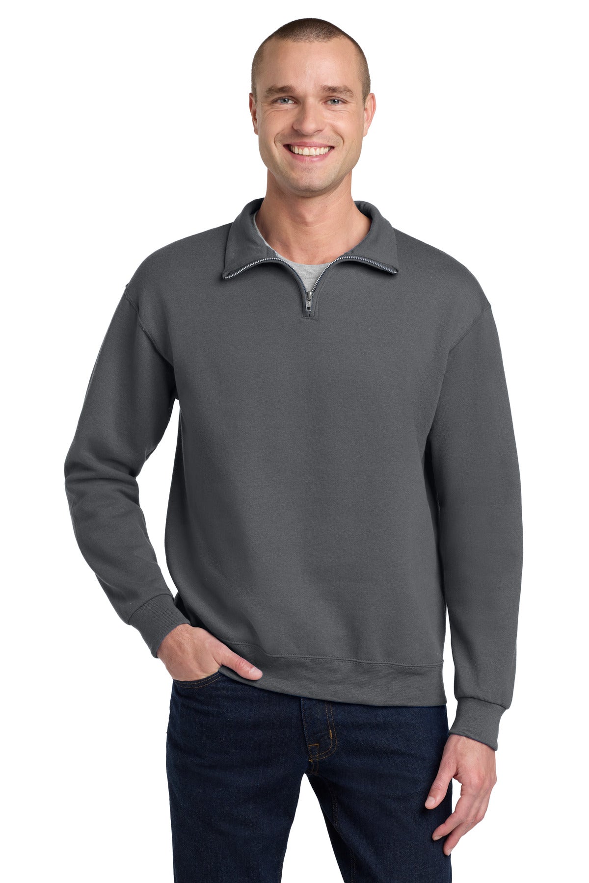 Jerzees - NuBlend 1/4-Zip Cadet Collar Sweatshirt. 995M - Charcoal Grey
