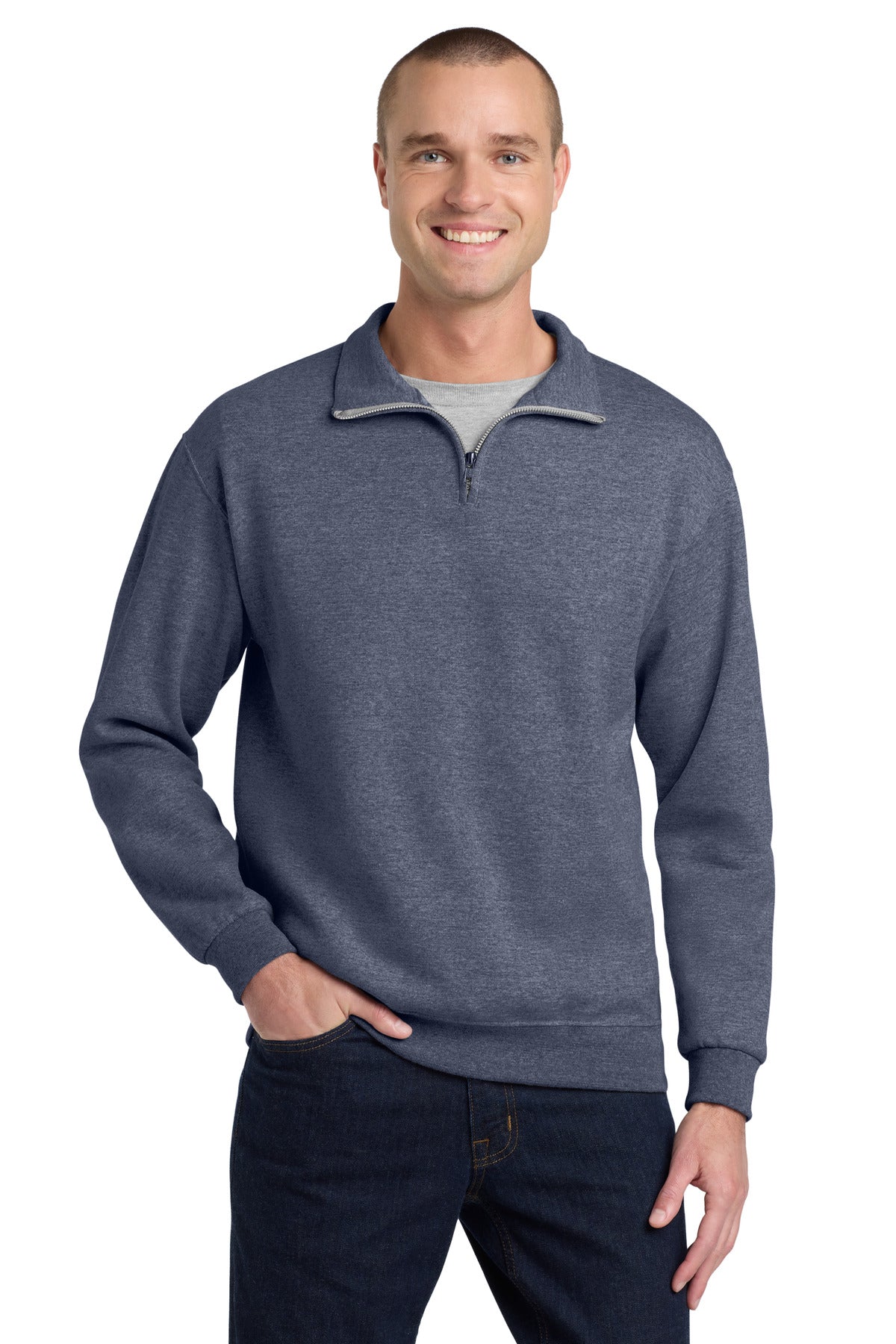 Jerzees - NuBlend 1/4-Zip Cadet Collar Sweatshirt. 995M - Vintage Heather Navy