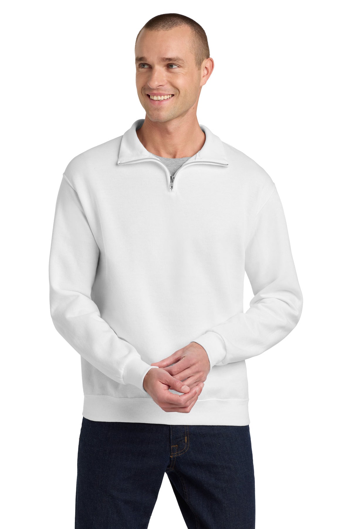 Jerzees - NuBlend 1/4-Zip Cadet Collar Sweatshirt. 995M - White