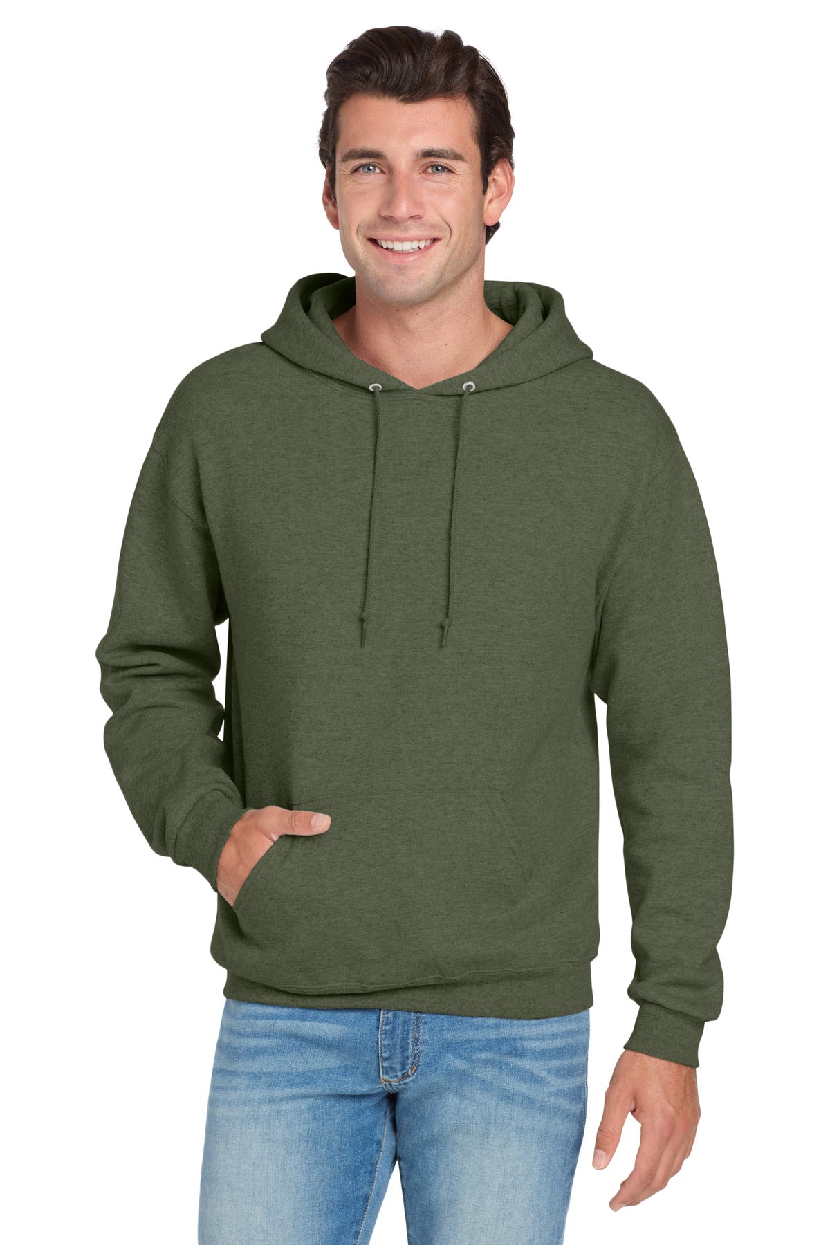 Jerzees NuBlend Pullover Hooded Sweatshirt.  996M - Military Green Heather
