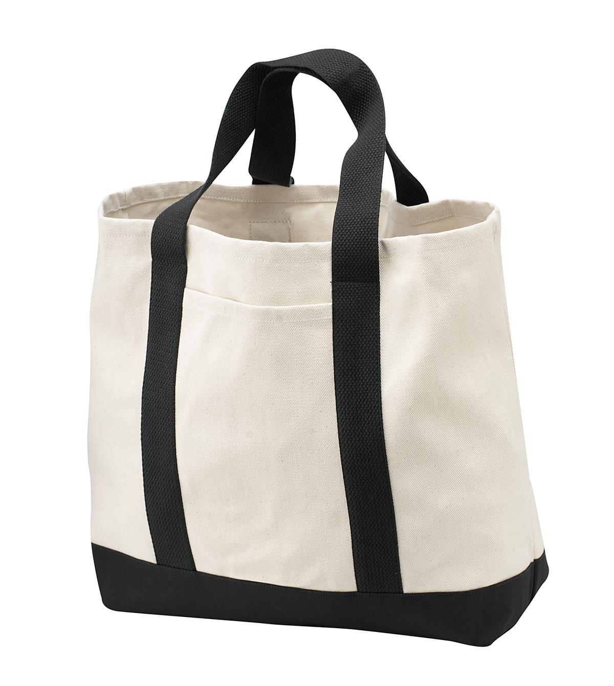 Port Authority - Ideal Twill Two-Tone Shopping Tote.  B400 - Natural/ Black