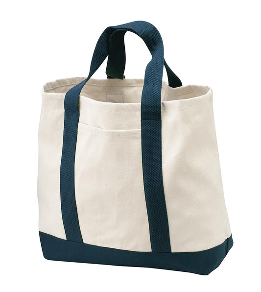 Port Authority - Ideal Twill Two-Tone Shopping Tote.  B400 - Natural/ Navy