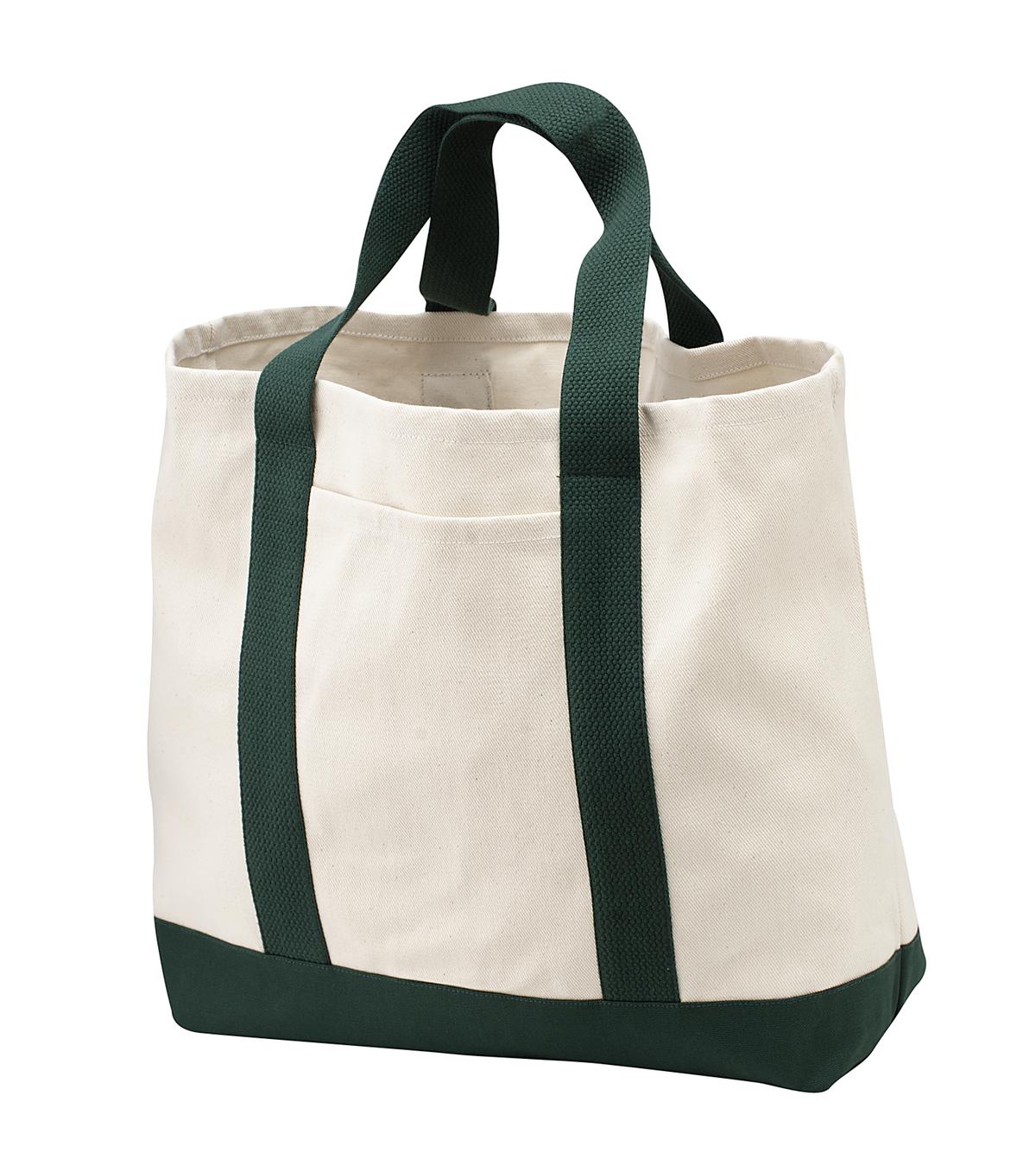 Port Authority - Ideal Twill Two-Tone Shopping Tote.  B400 - Natural/ Spruce