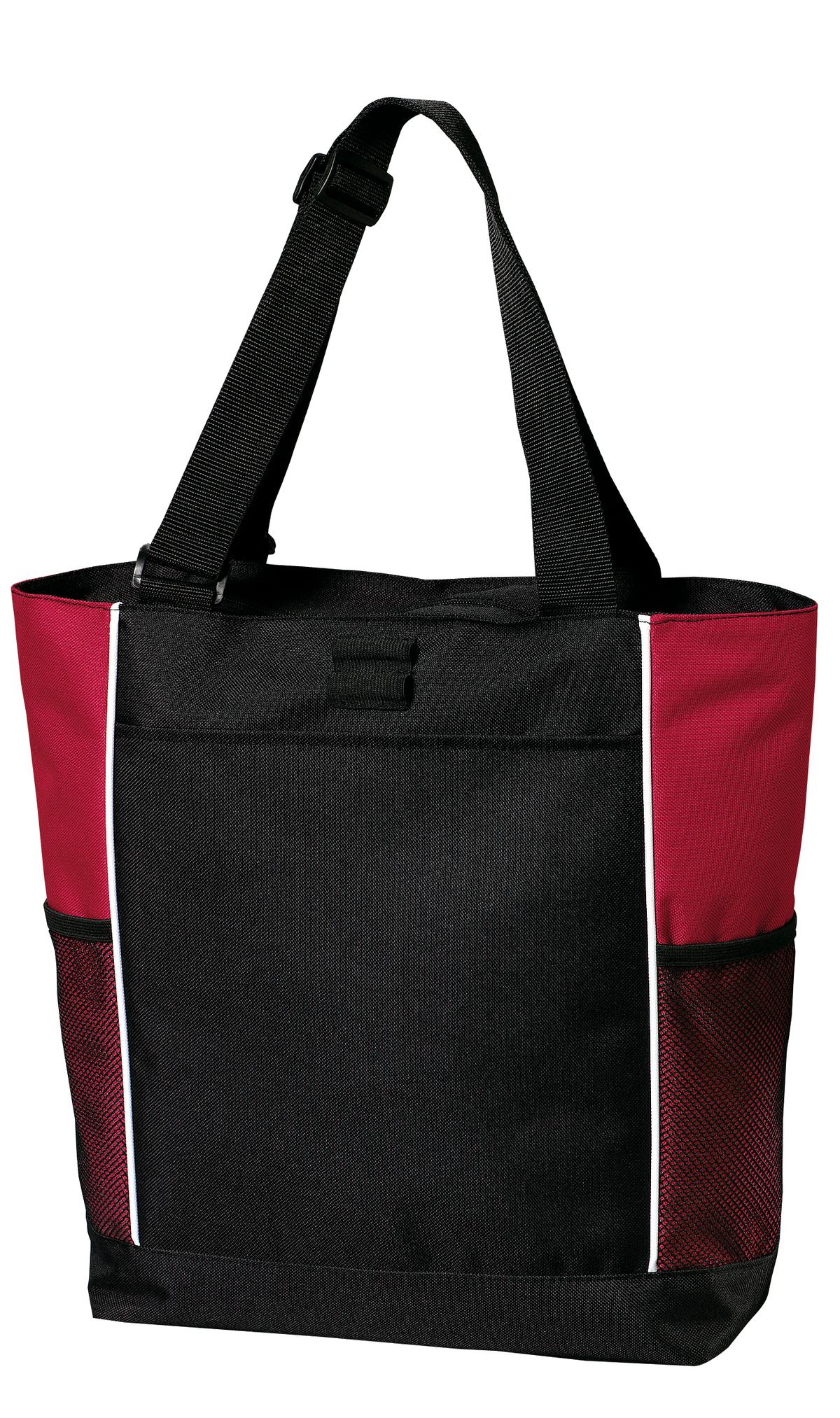 Port Authority Panel Tote.  B5160 - Black/ Red