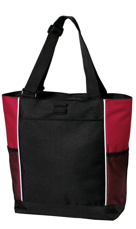Port Authority Panel Tote.  B5160 - Black/ Red
