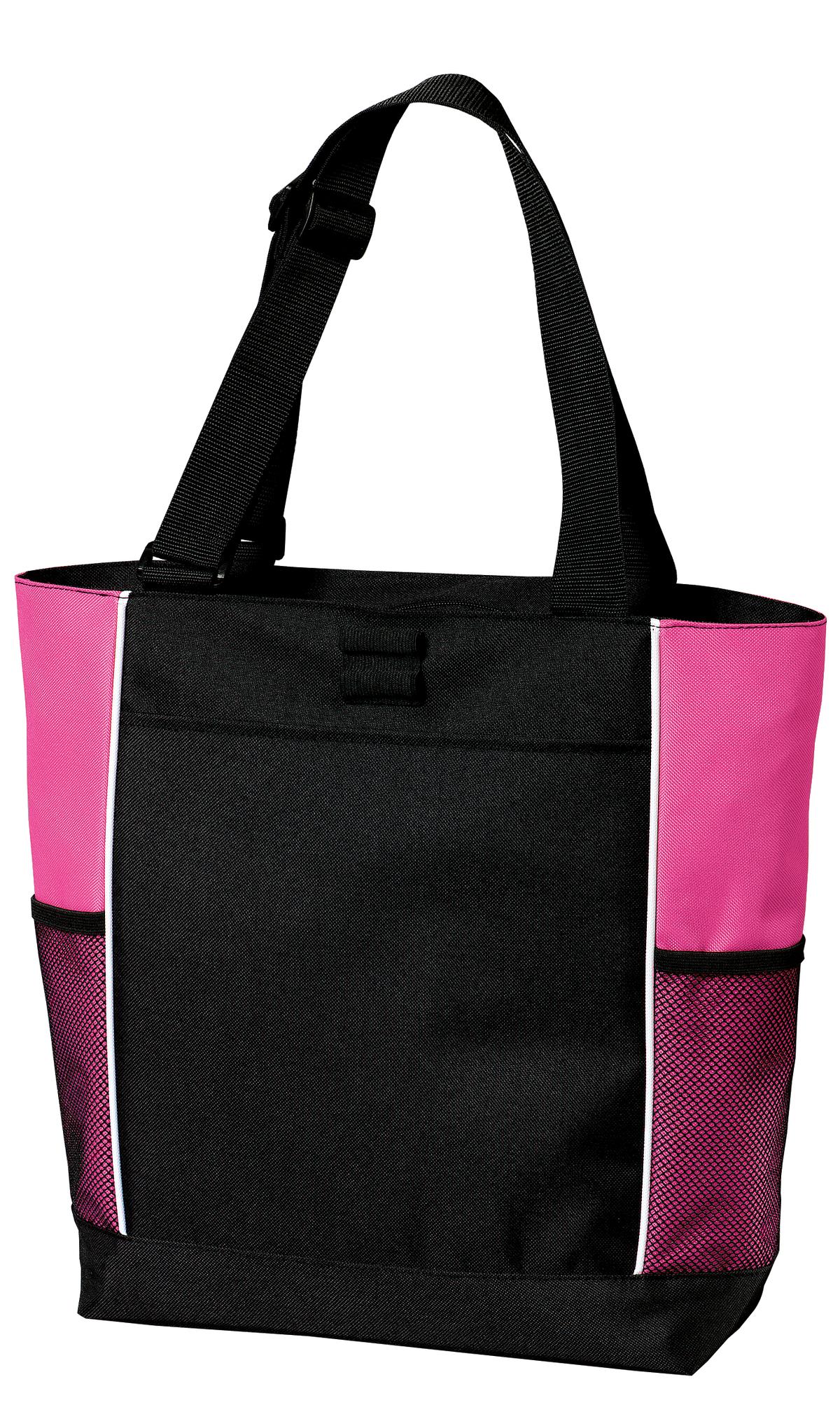 Port Authority Panel Tote.  B5160 - Black/ Tropical Pink