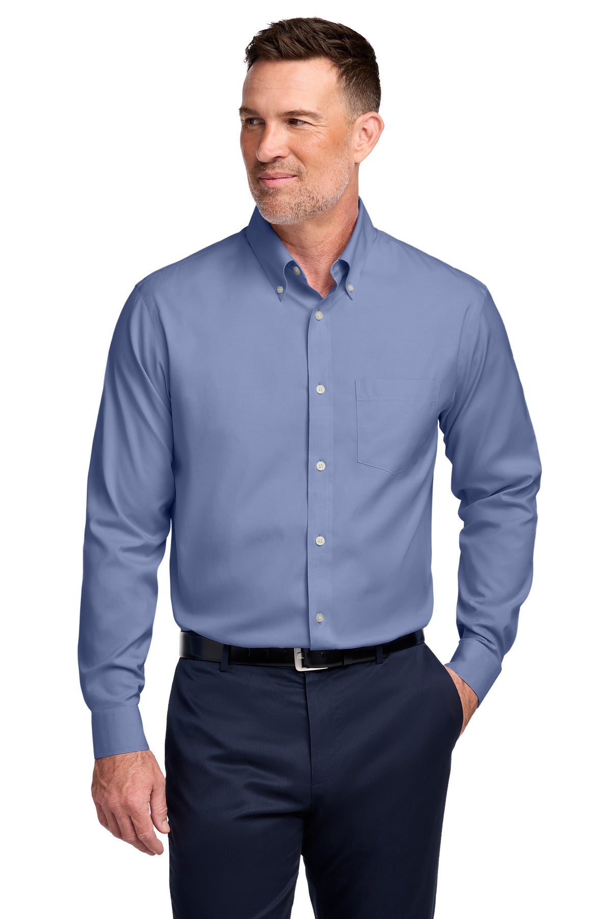 Brooks Brothers Wrinkle-Free Stretch Pinpoint Shirt BB18000 - Cobalt Blue