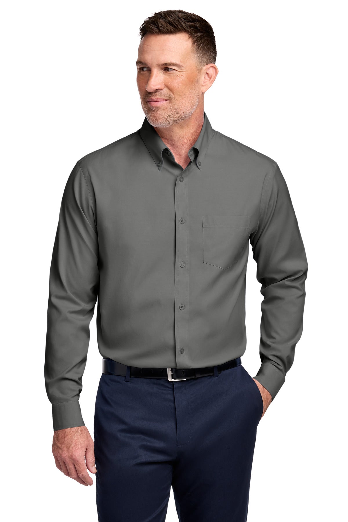 Brooks Brothers Wrinkle-Free Stretch Pinpoint Shirt BB18000 - Deep Black