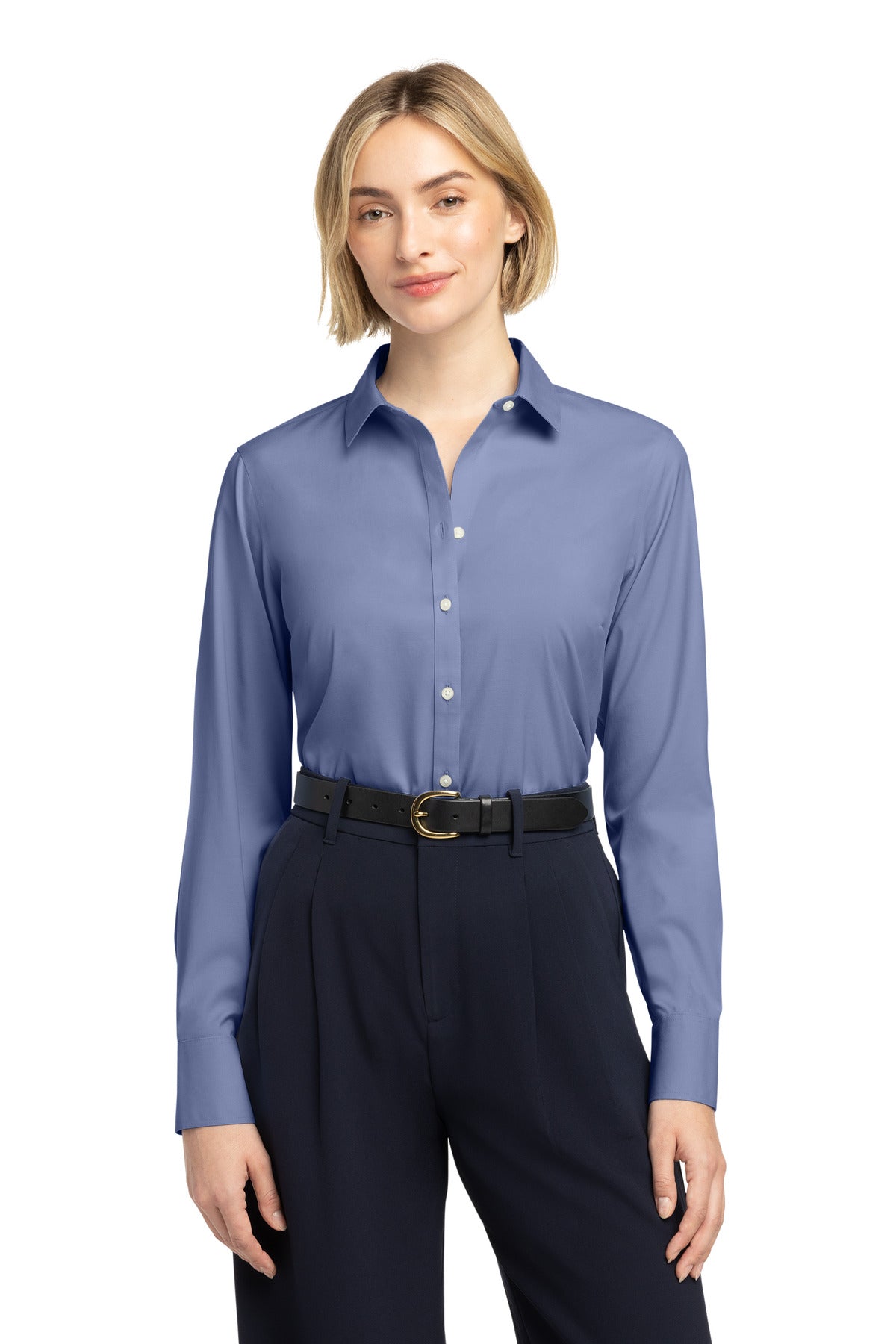 Brooks Brothers Women's Wrinkle-Free Stretch Pinpoint Shirt BB18001 - Cobalt Blue