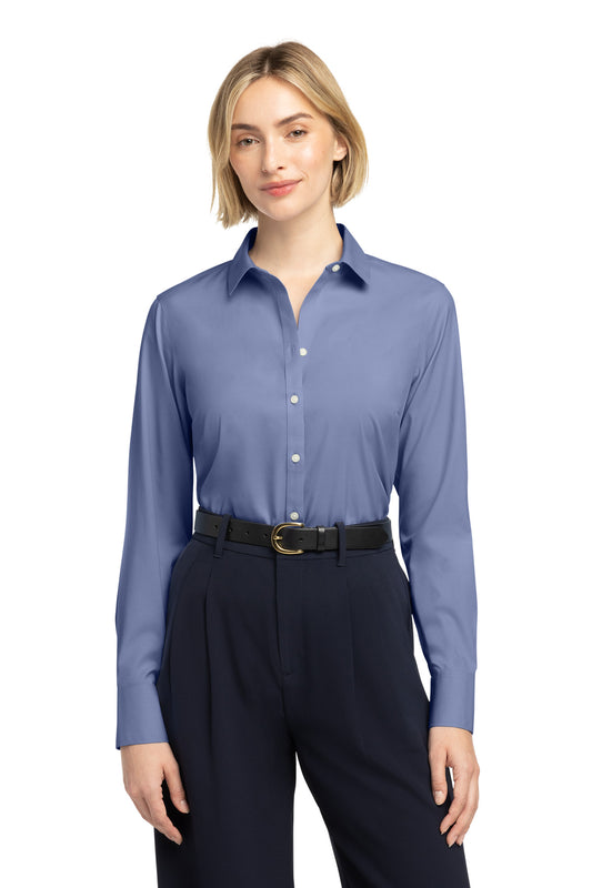 Brooks Brothers Women's Wrinkle-Free Stretch Pinpoint Shirt BB18001 - Cobalt Blue