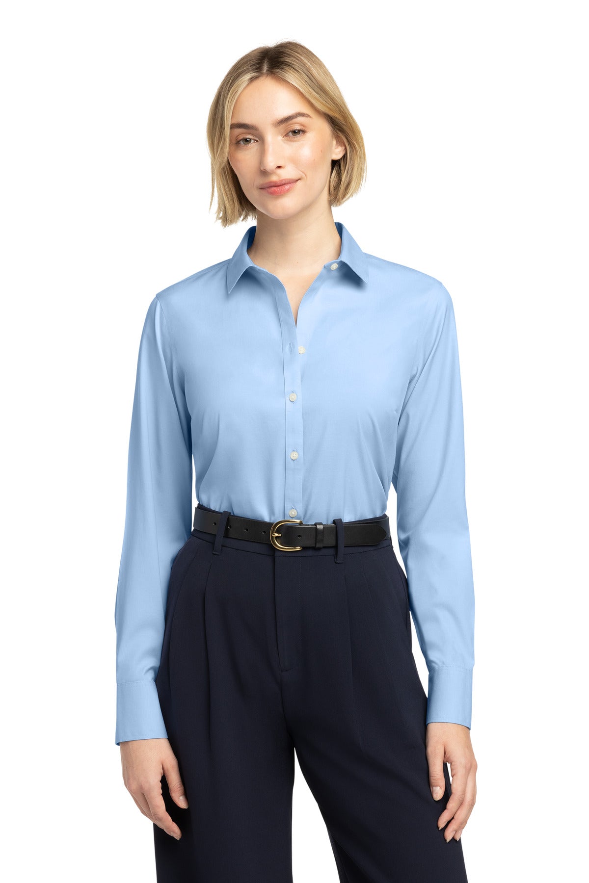Brooks Brothers Women's Wrinkle-Free Stretch Pinpoint Shirt BB18001 - Newport Blue