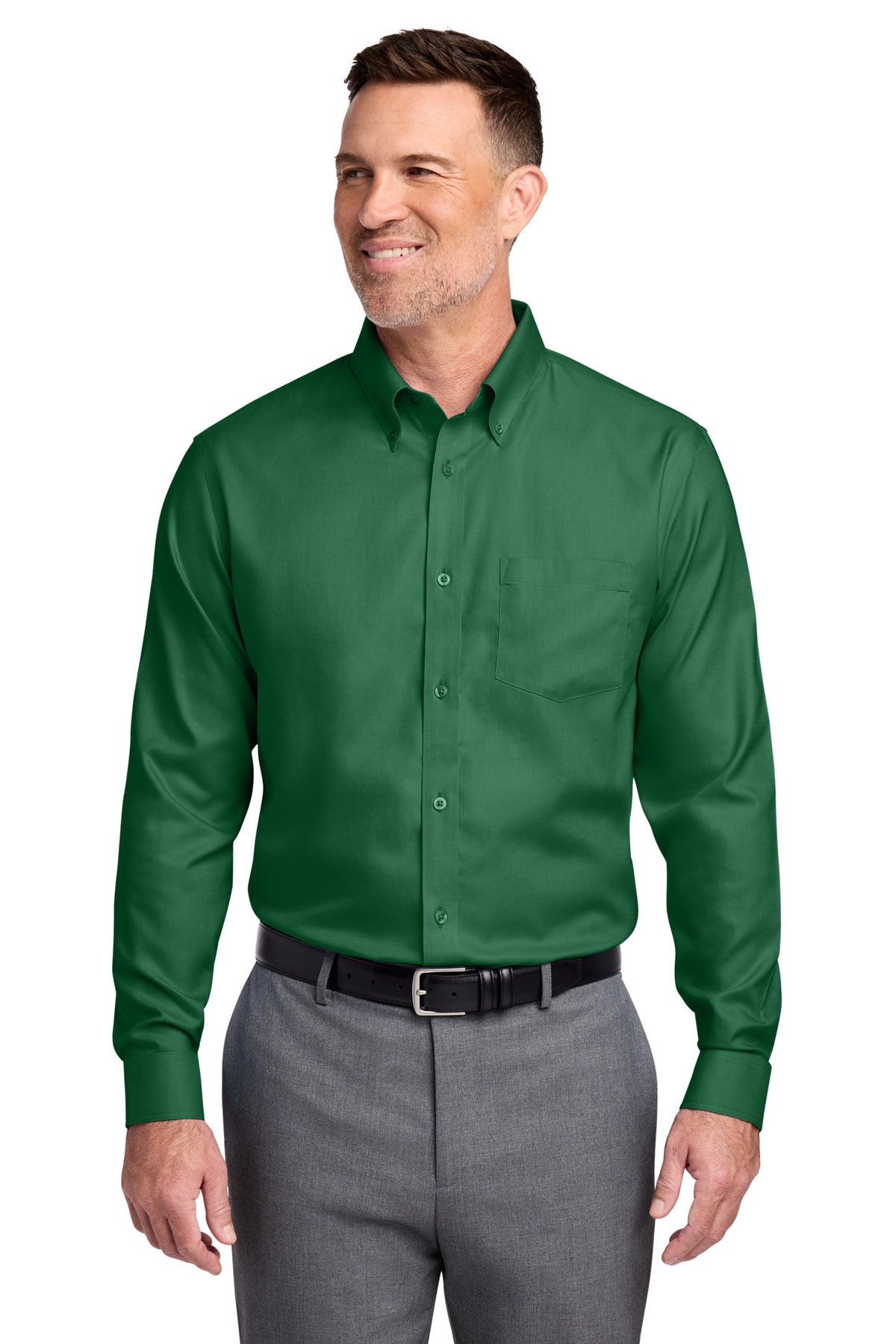 Brooks Brothers Wrinkle-Free Stretch Nailhead Shirt BB18002 - Club Green