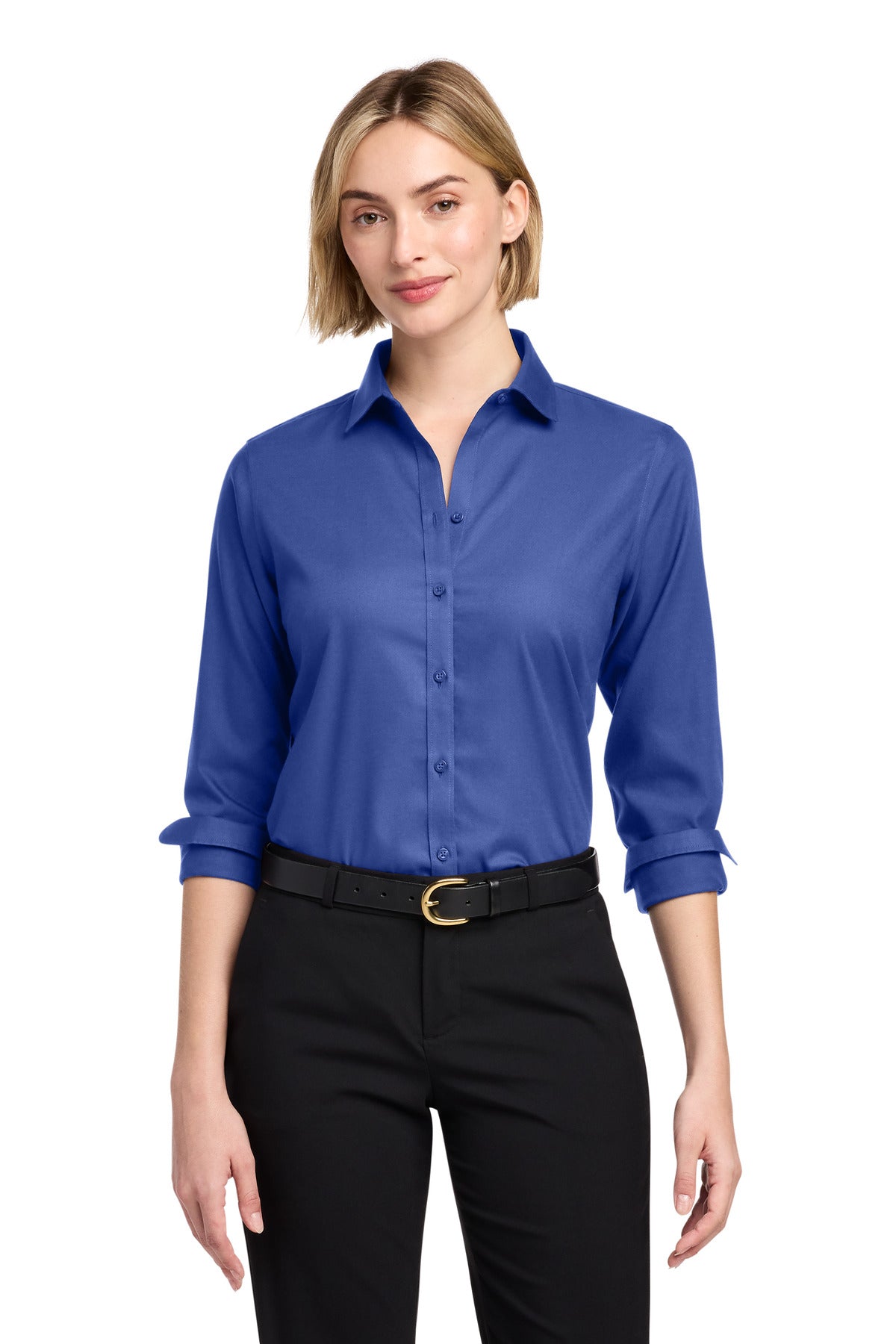Brooks Brothers Women's Wrinkle-Free Stretch Nailhead Shirt BB18003 - Cobalt Blue