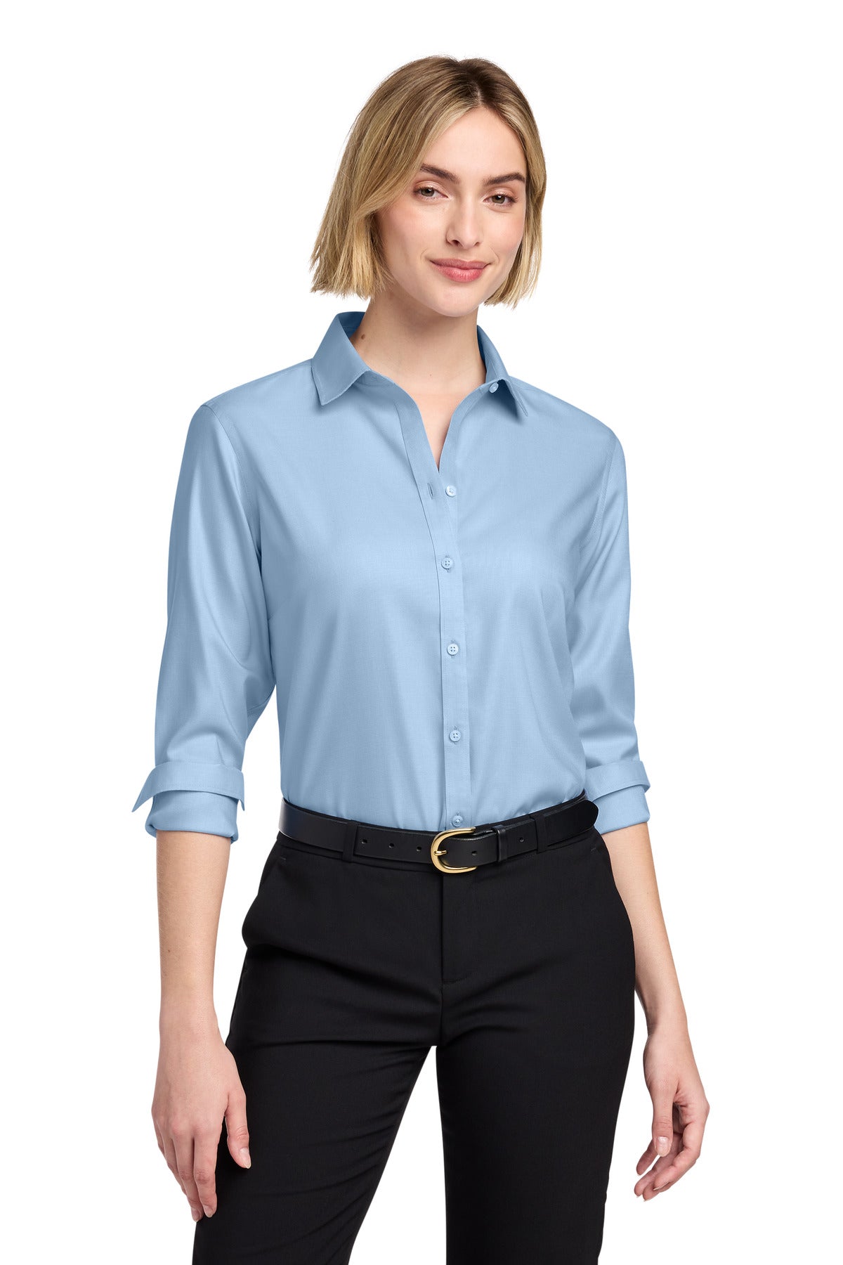 Brooks Brothers Women's Wrinkle-Free Stretch Nailhead Shirt BB18003 - Newport Blue